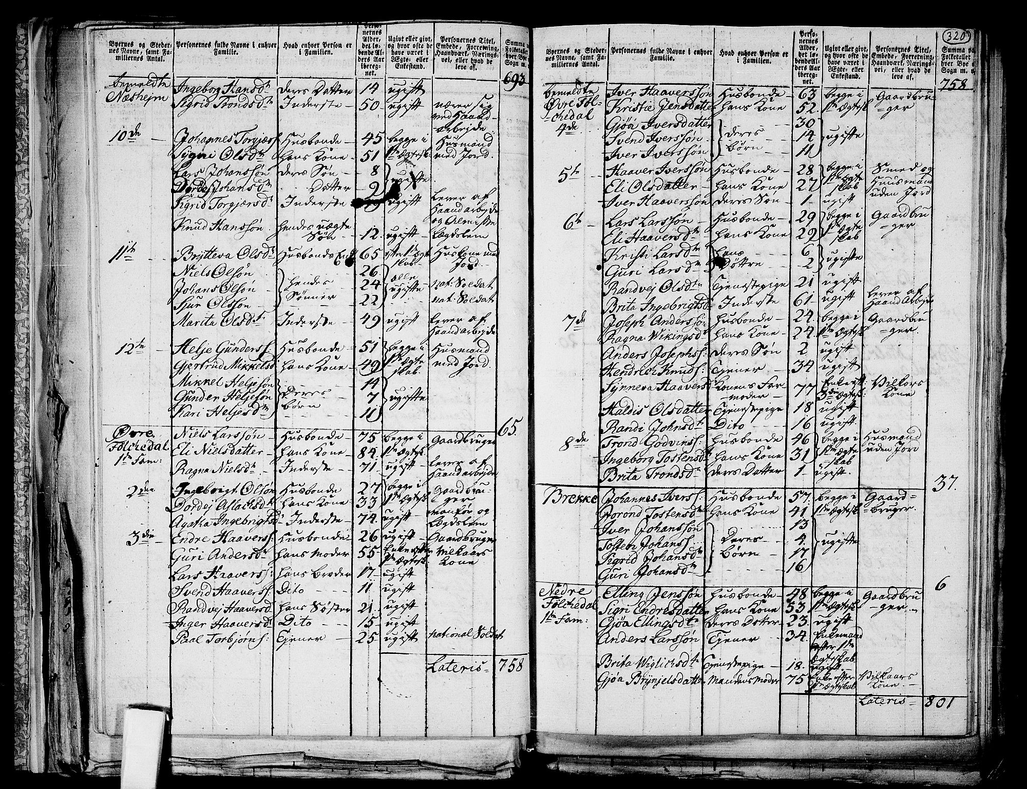 RA, 1801 census for 1234P Granvin, 1801, p. 319b-320a