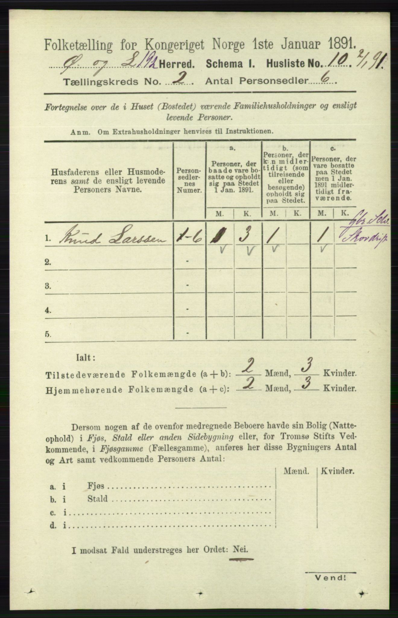 RA, 1891 census for 1021 Øyslebø og Laudal, 1891, p. 440