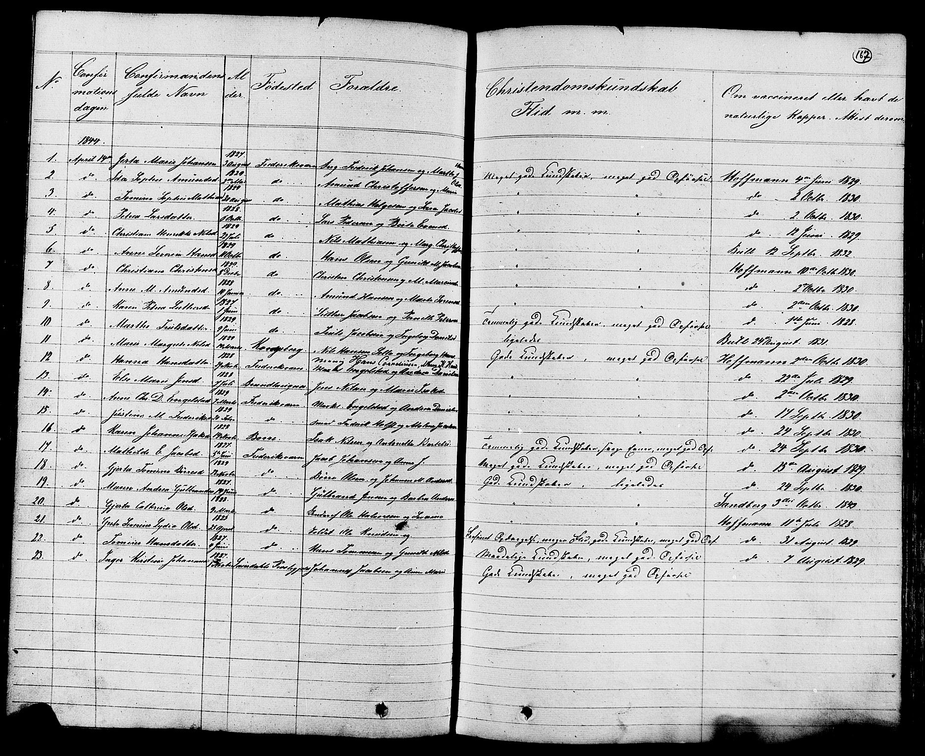 Stavern kirkebøker, AV/SAKO-A-318/G/Ga/L0002: Parish register (copy) no. 2, 1839-1909, p. 167