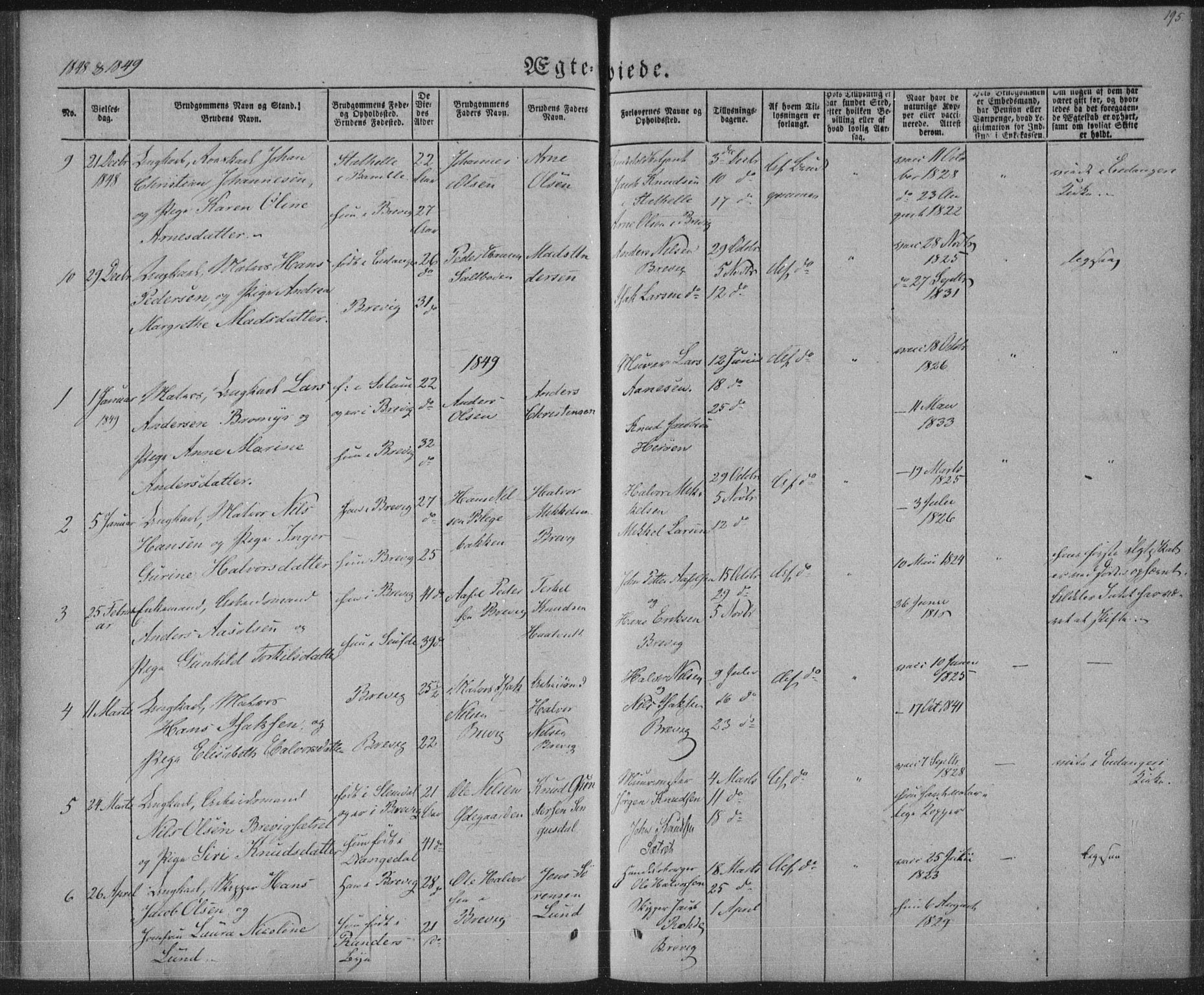 Brevik kirkebøker, SAKO/A-255/F/Fa/L0005: Parish register (official) no. 5, 1847-1865, p. 195