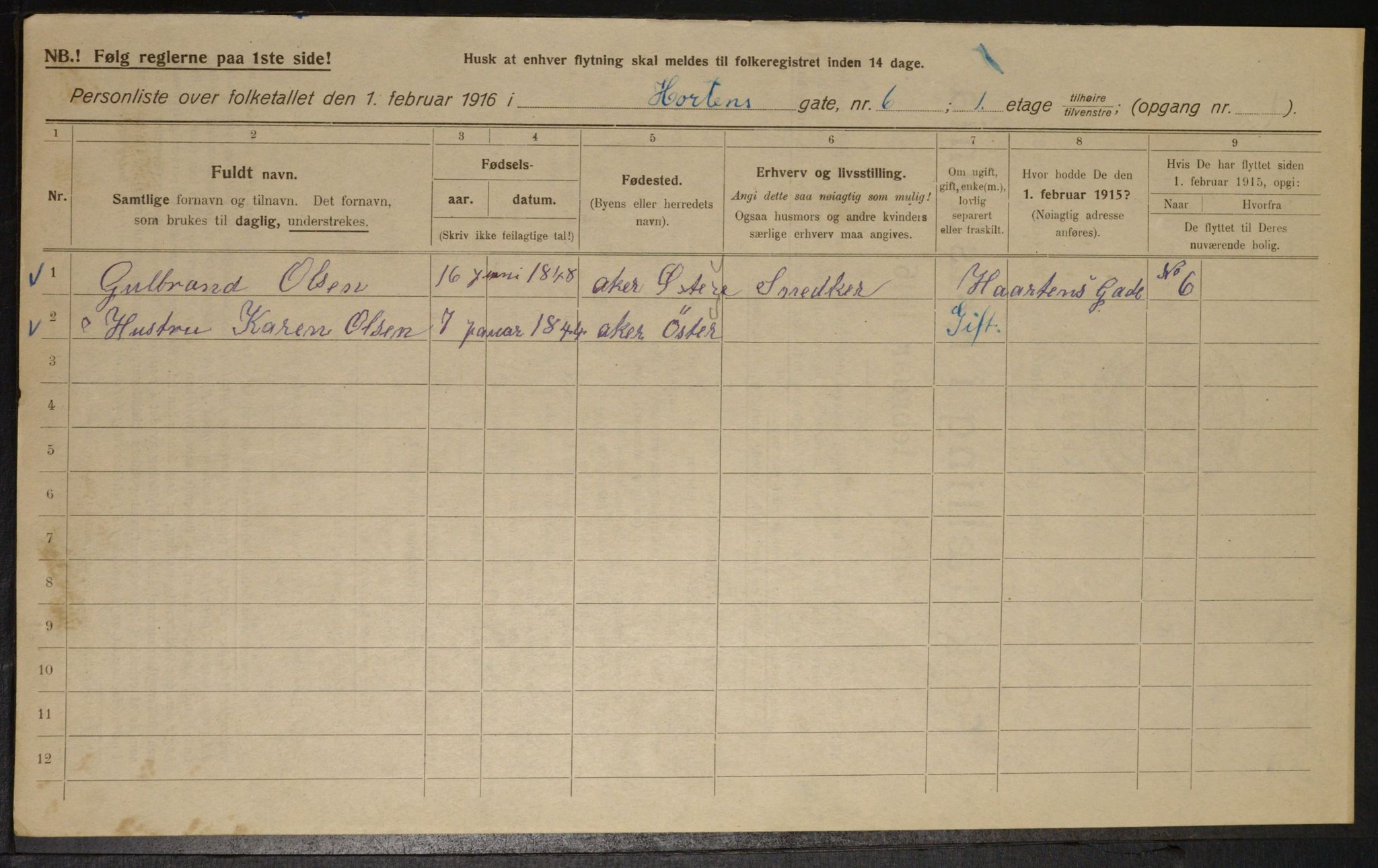 OBA, Municipal Census 1916 for Kristiania, 1916, p. 42084