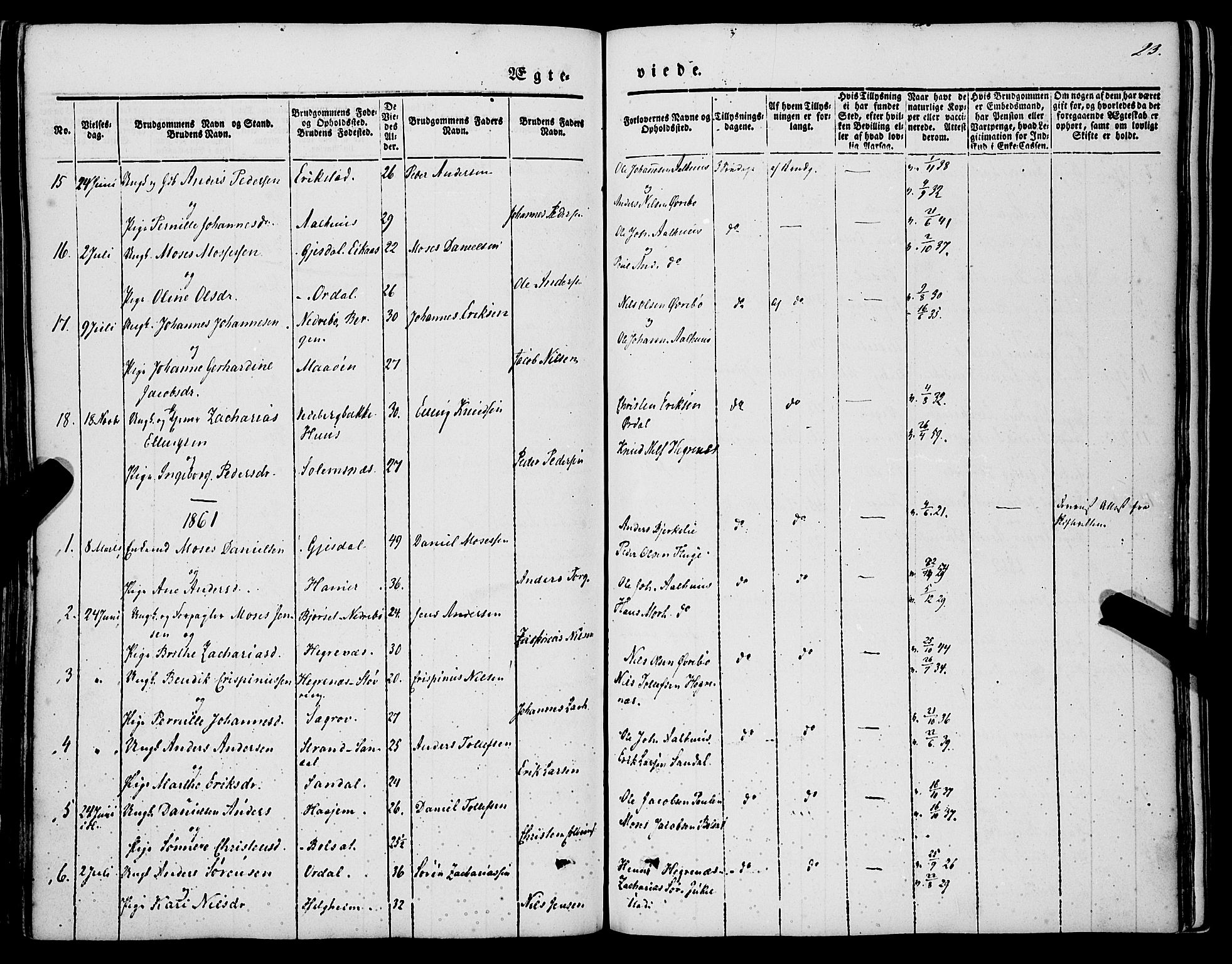 Jølster sokneprestembete, SAB/A-80701/H/Haa/Haaa/L0010: Parish register (official) no. A 10, 1847-1865, p. 23