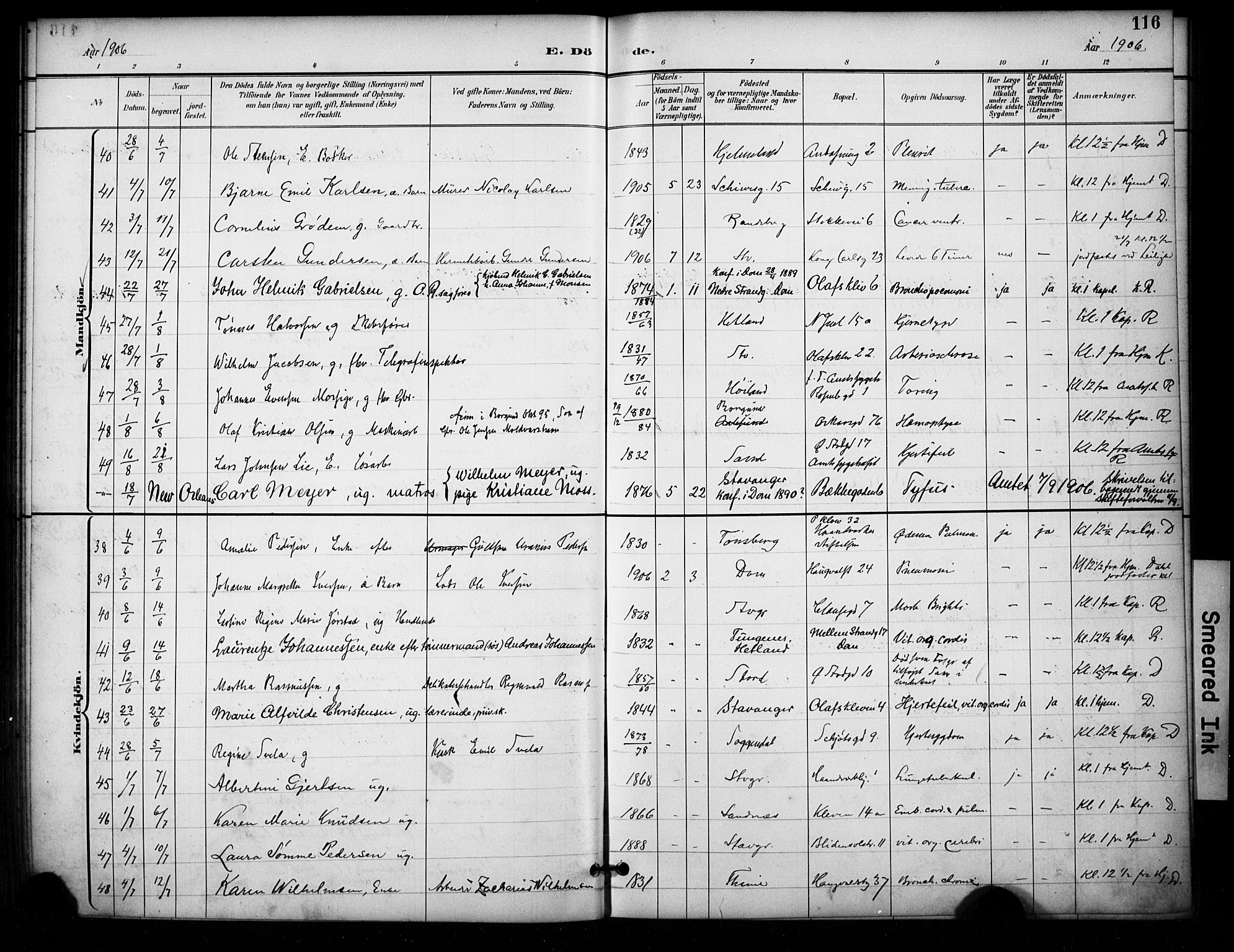 Domkirken sokneprestkontor, SAST/A-101812/001/30/30BA/L0032: Parish register (official) no. A 31, 1896-1917, p. 116