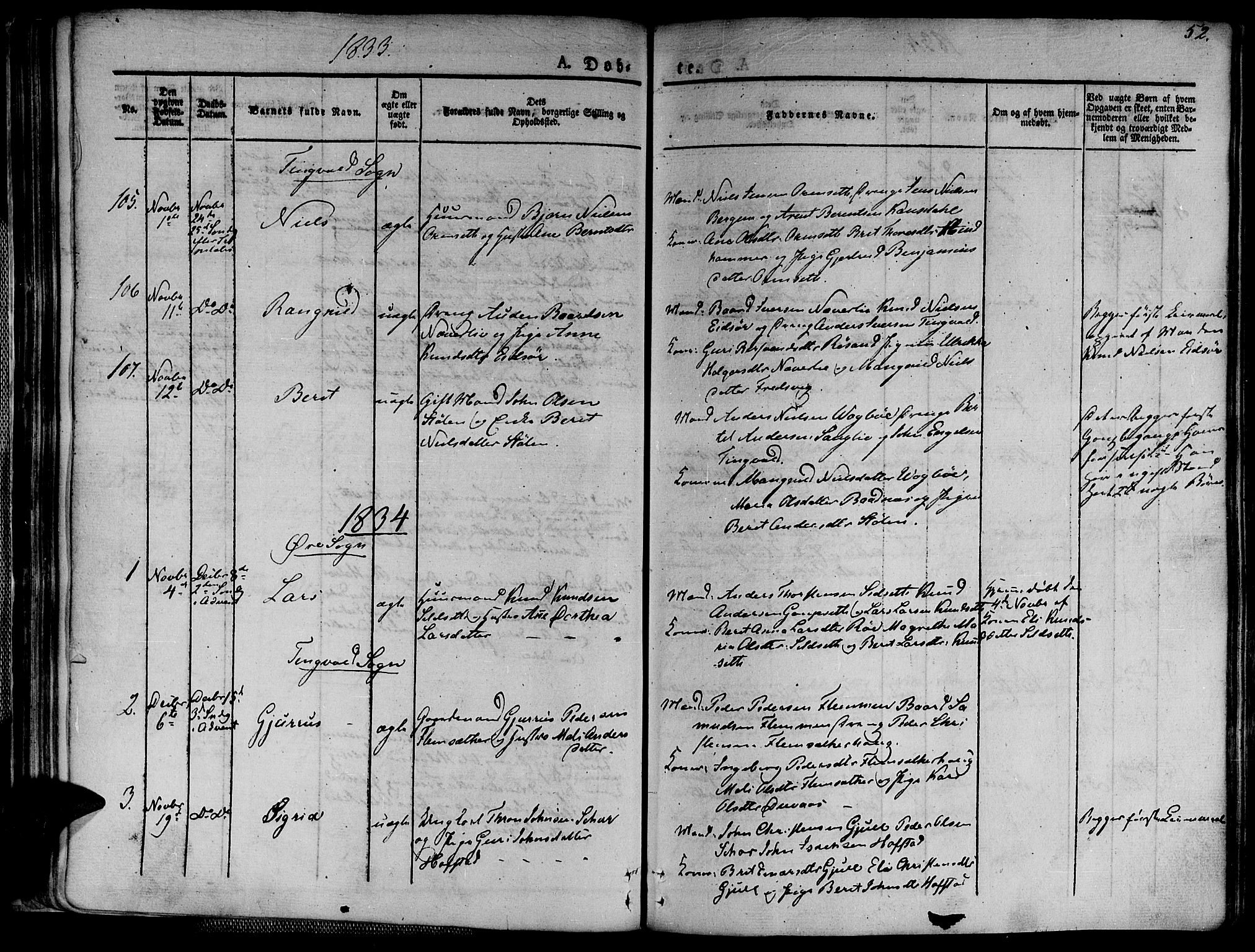 Ministerialprotokoller, klokkerbøker og fødselsregistre - Møre og Romsdal, SAT/A-1454/586/L0983: Parish register (official) no. 586A09, 1829-1843, p. 52