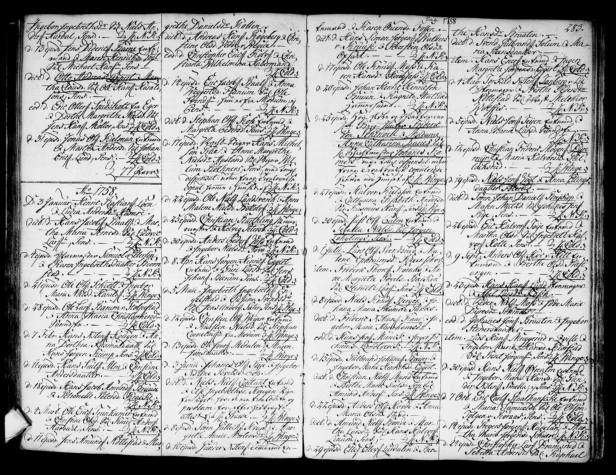 Kongsberg kirkebøker, SAKO/A-22/F/Fa/L0004: Parish register (official) no. I 4, 1756-1768, p. 283