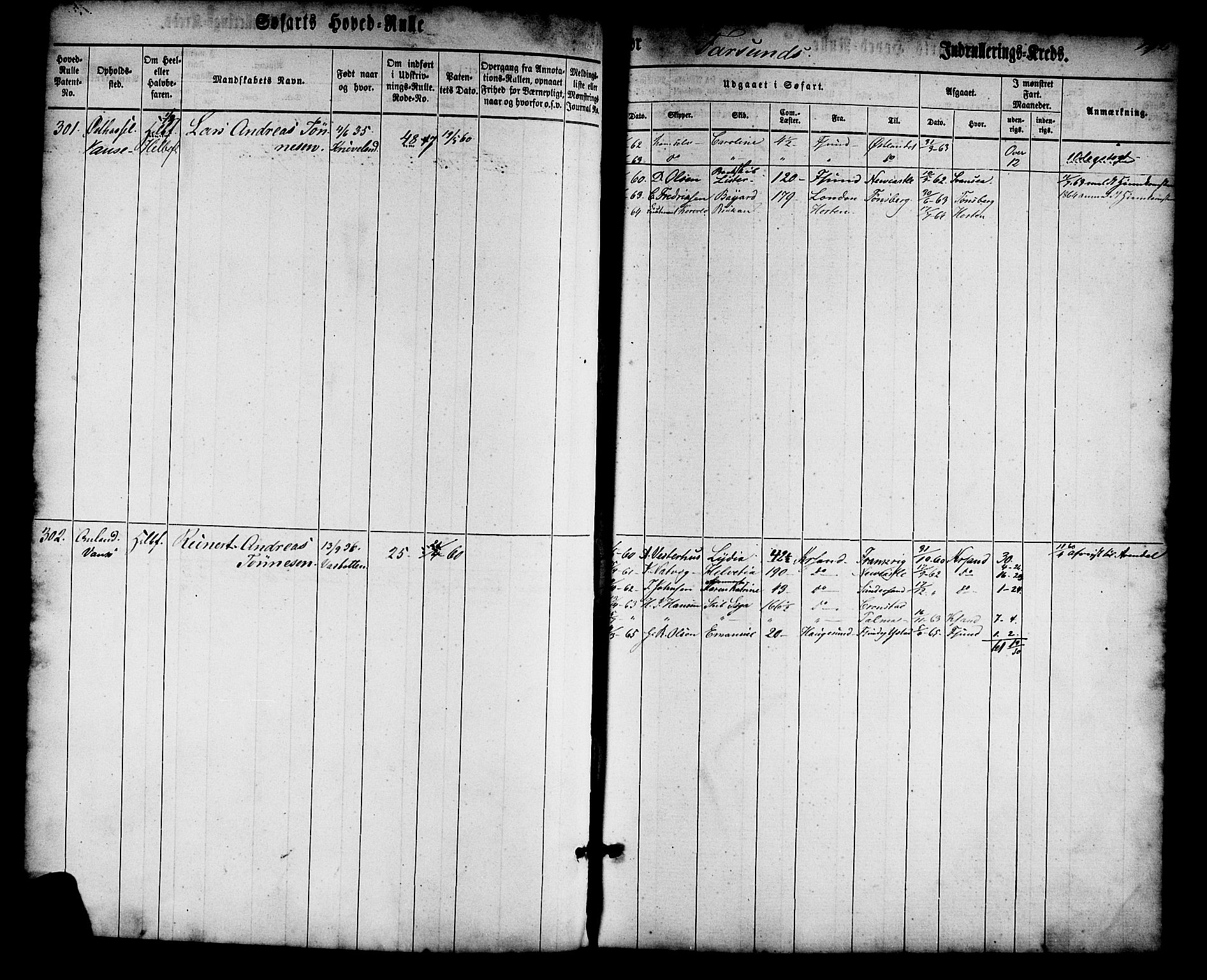 Farsund mønstringskrets, SAK/2031-0017/F/Fb/L0013: Hovedrulle nr 1-574, Z-5, 1860-1869, p. 153