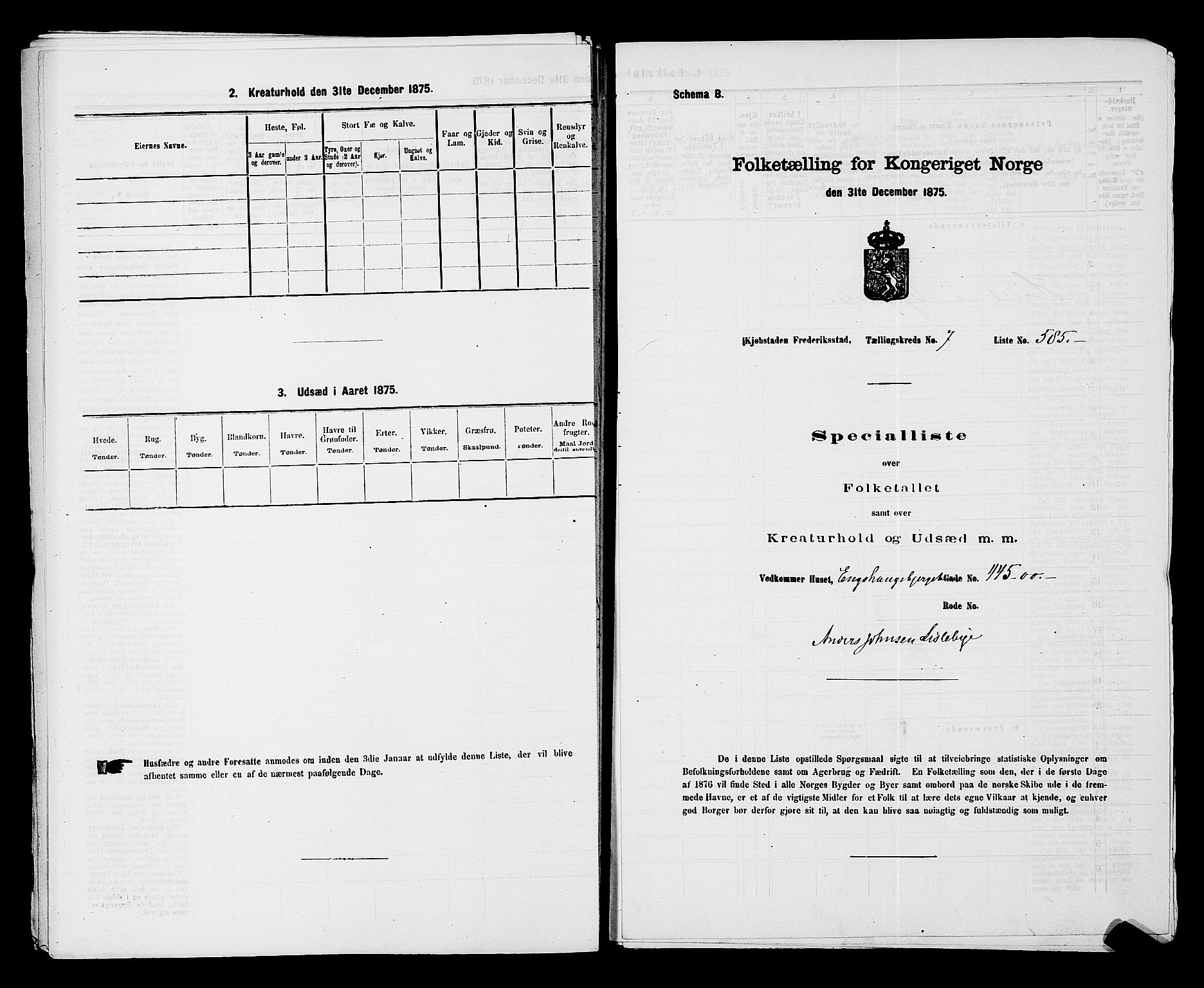 RA, 1875 census for 0103B Fredrikstad/Fredrikstad, 1875, p. 1335