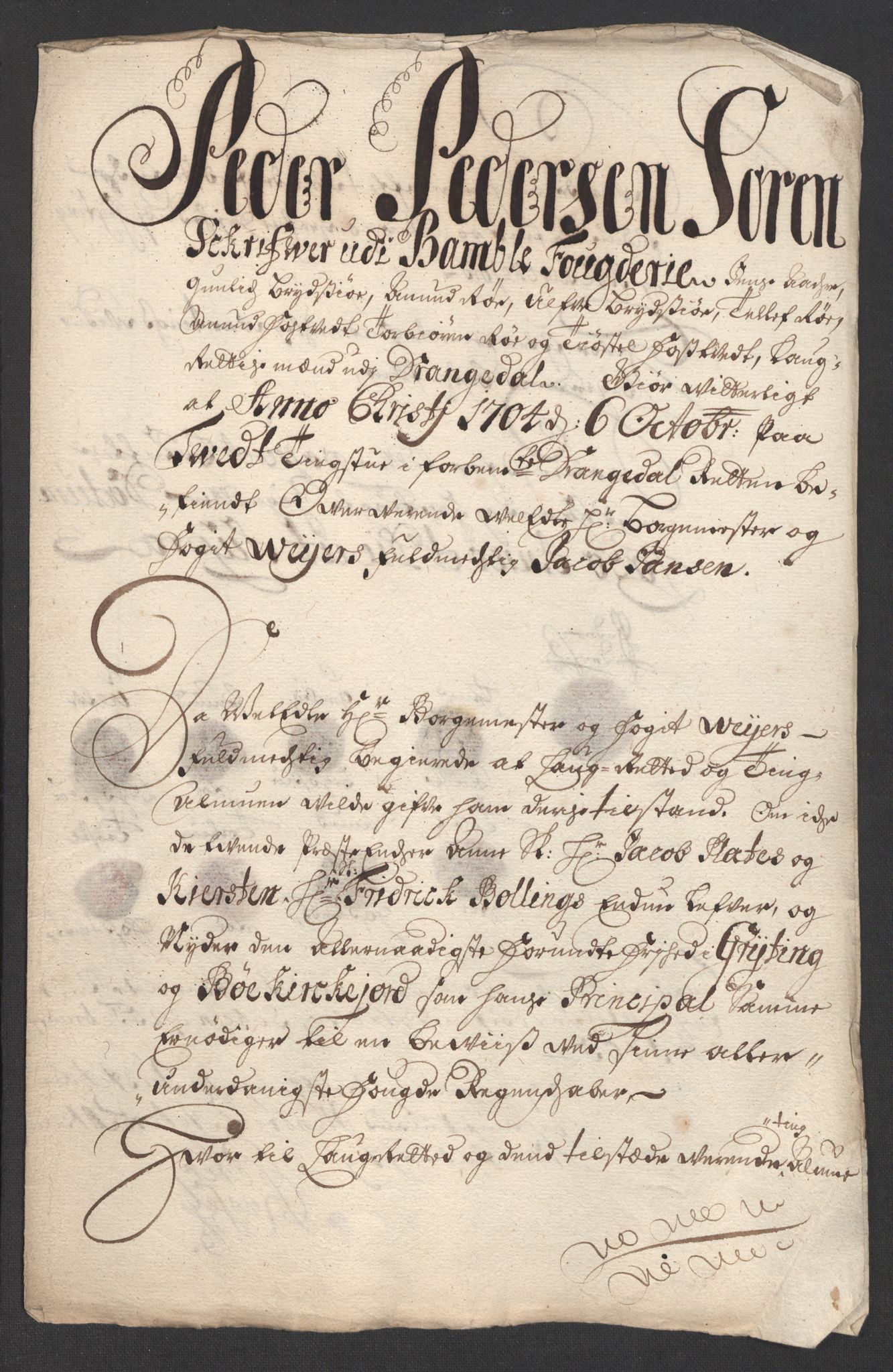 Rentekammeret inntil 1814, Reviderte regnskaper, Fogderegnskap, AV/RA-EA-4092/R36/L2112: Fogderegnskap Øvre og Nedre Telemark og Bamble, 1704, p. 266