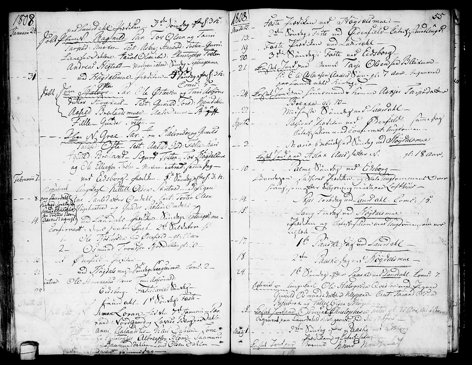 Lårdal kirkebøker, SAKO/A-284/F/Fa/L0004: Parish register (official) no. I 4, 1790-1814, p. 55