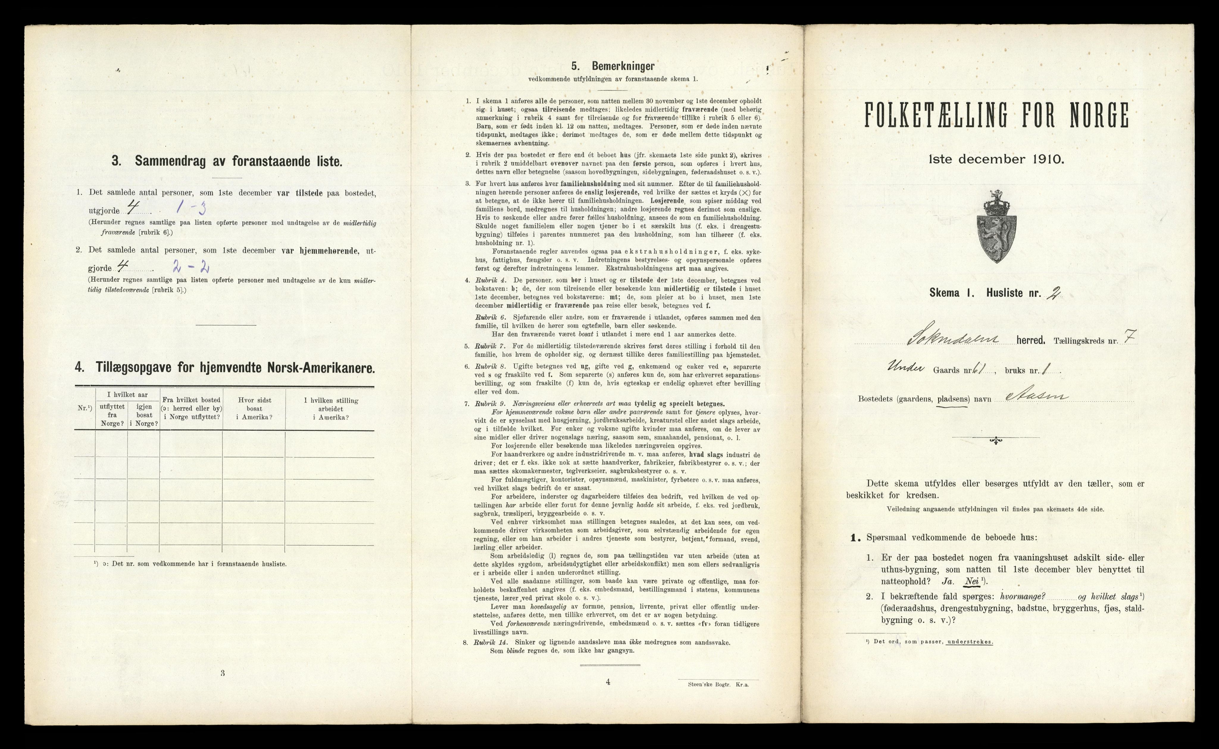 RA, 1910 census for Soknedal, 1910, p. 537