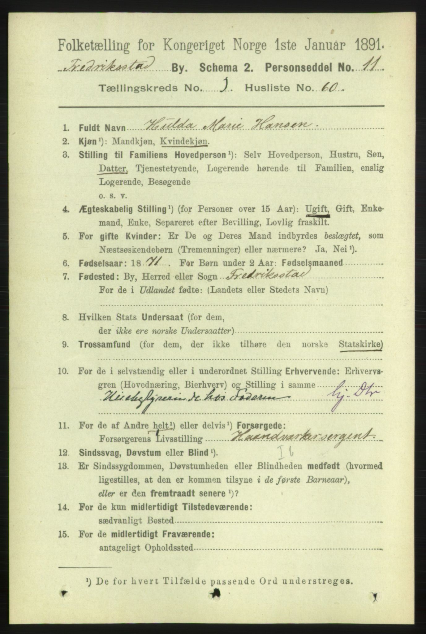 RA, 1891 census for 0103 Fredrikstad, 1891, p. 5807