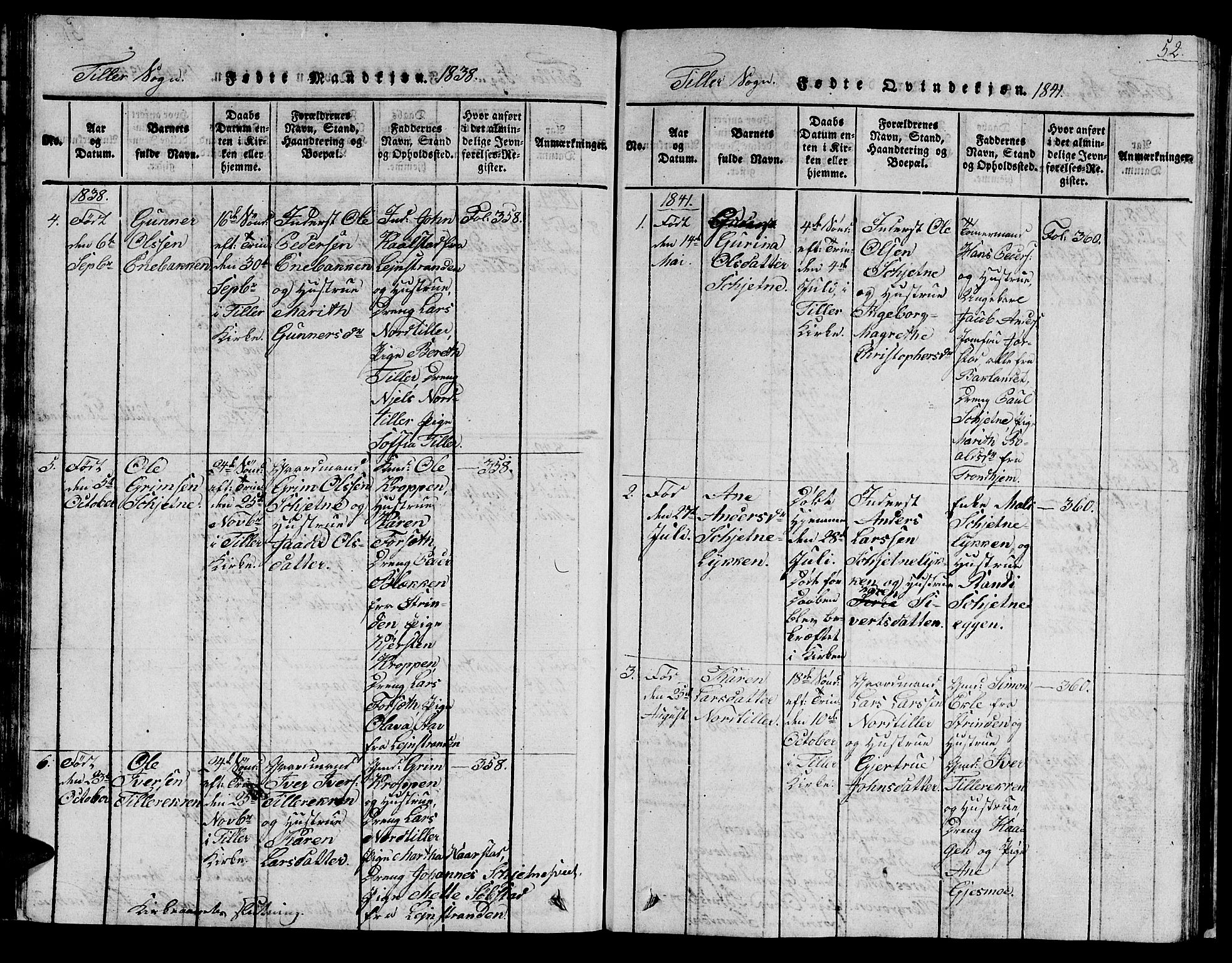 Ministerialprotokoller, klokkerbøker og fødselsregistre - Sør-Trøndelag, SAT/A-1456/621/L0458: Parish register (copy) no. 621C01, 1816-1865, p. 52
