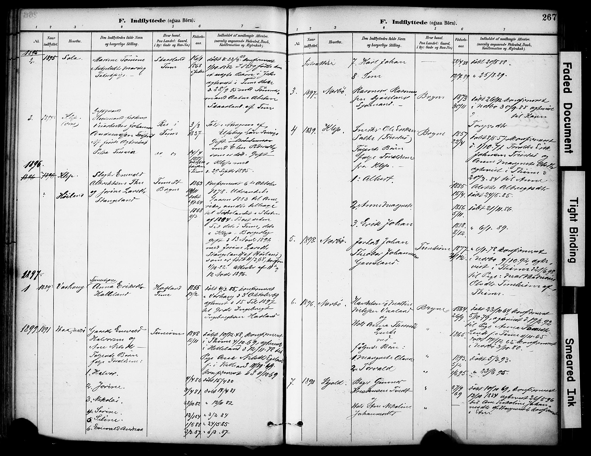 Lye sokneprestkontor, SAST/A-101794/001/30BA/L0011: Parish register (official) no. A 9, 1893-1903, p. 267