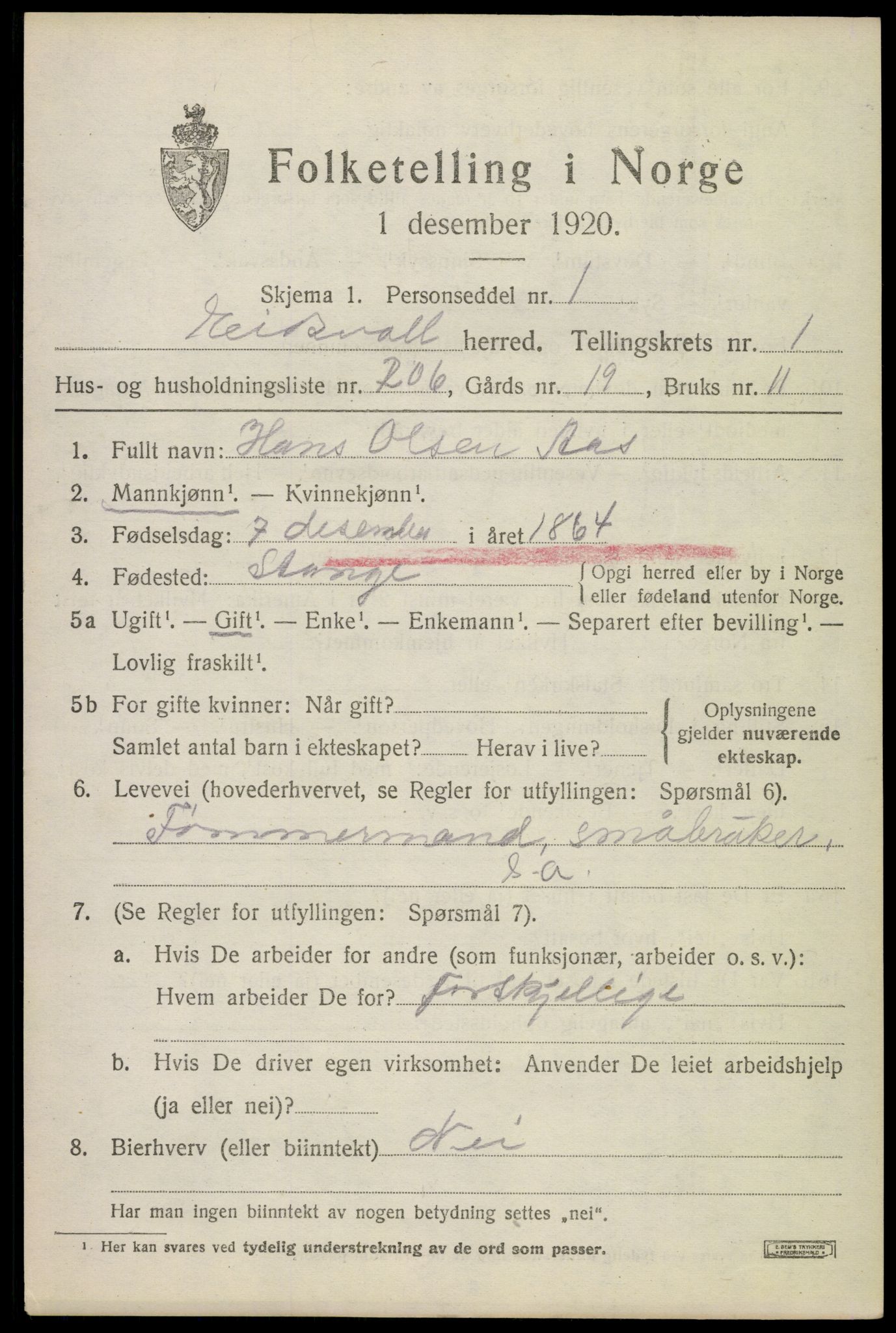 SAO, 1920 census for Eidsvoll, 1920, p. 6465