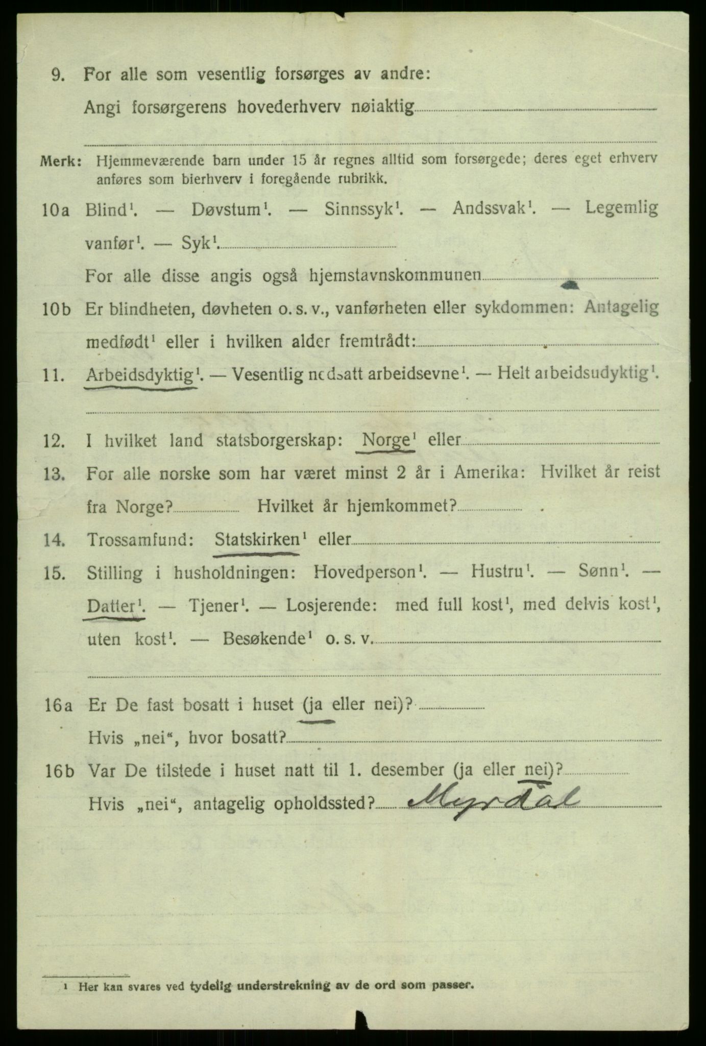 SAB, 1920 census for Aurland, 1920, p. 2143