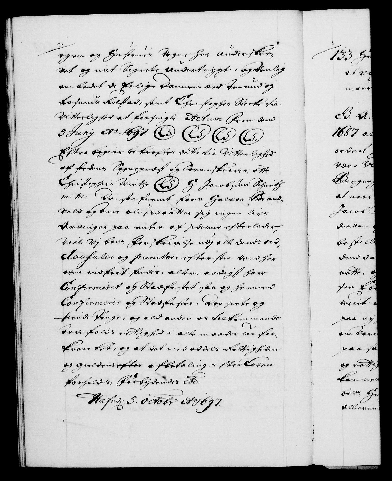 Danske Kanselli 1572-1799, AV/RA-EA-3023/F/Fc/Fca/Fcaa/L0016: Norske registre (mikrofilm), 1692-1697, p. 480b