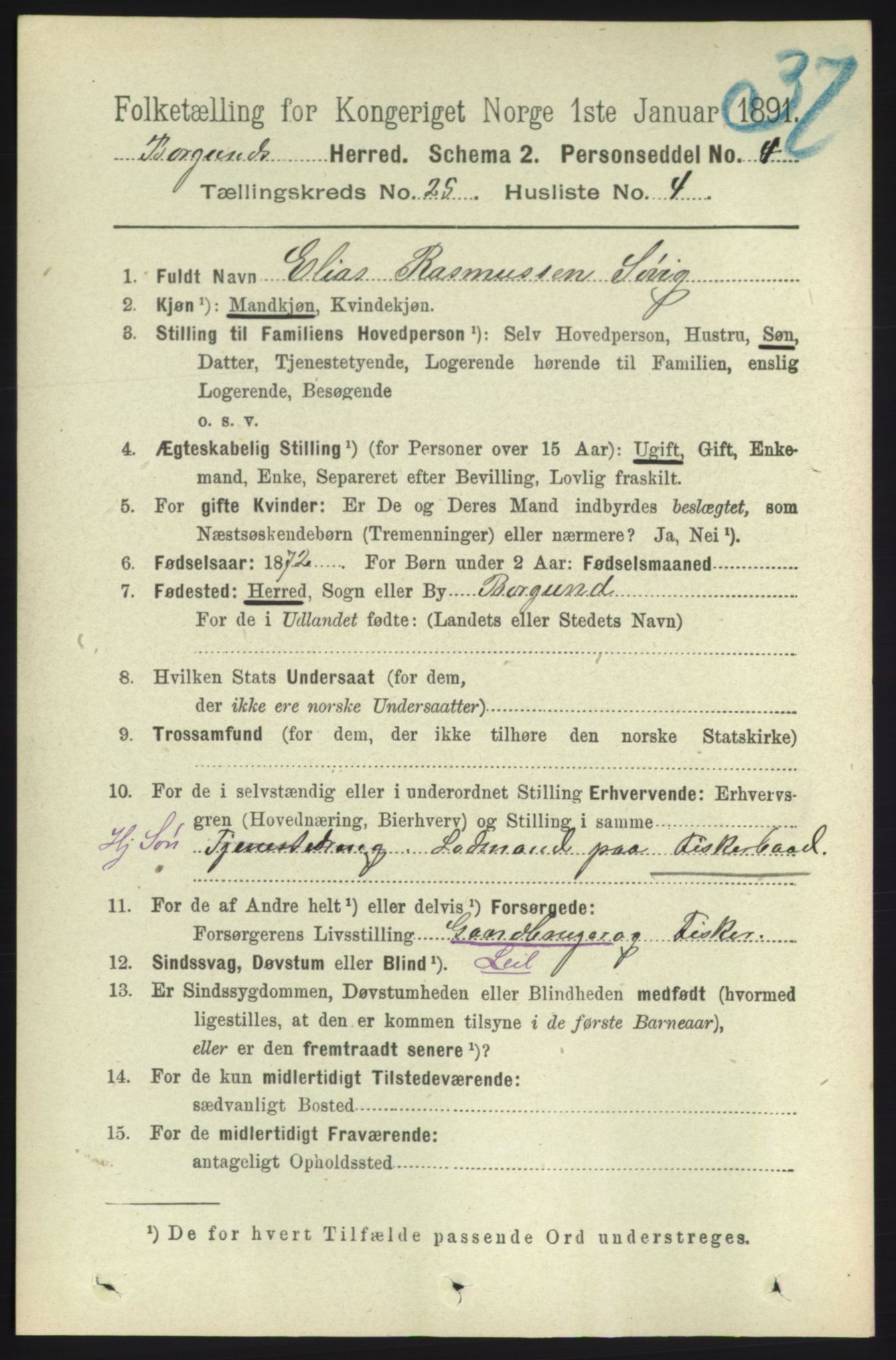 RA, 1891 census for 1531 Borgund, 1891, p. 7280