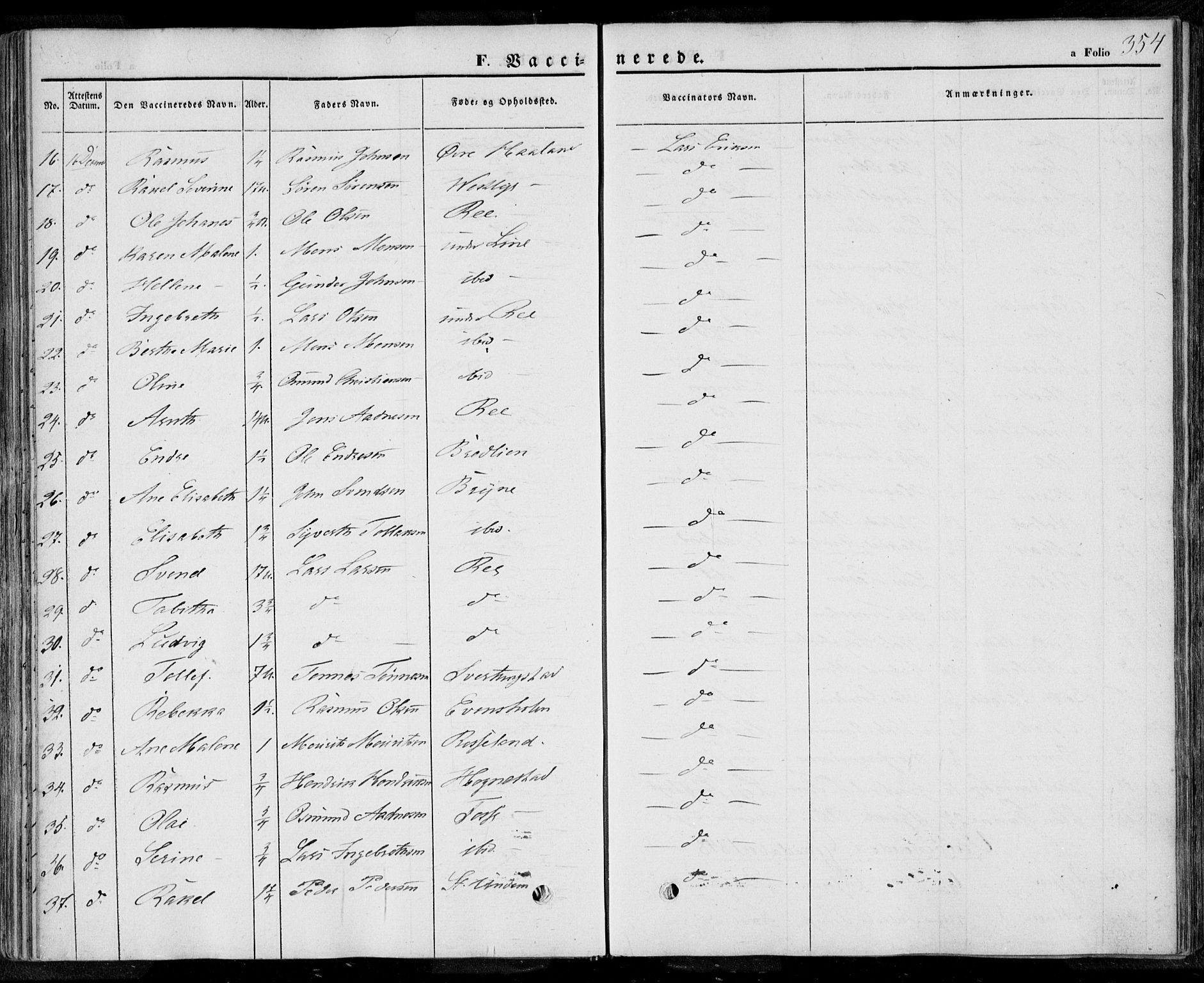 Lye sokneprestkontor, AV/SAST-A-101794/001/30BA/L0006: Parish register (official) no. A 5.2, 1842-1855, p. 354