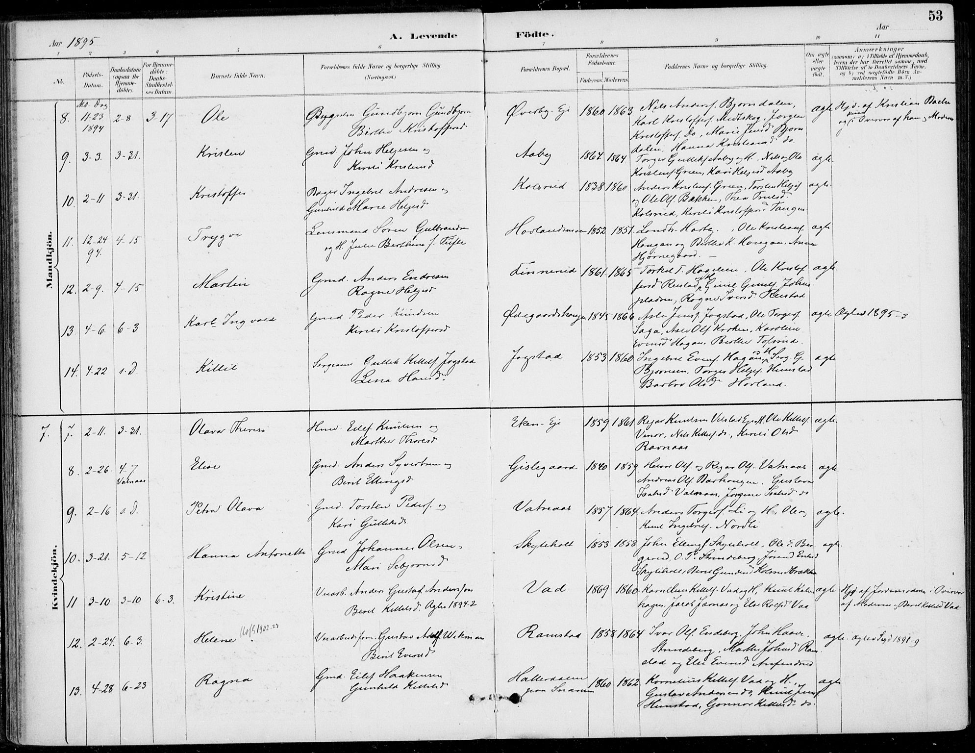 Sigdal kirkebøker, AV/SAKO-A-245/F/Fb/L0001: Parish register (official) no. II 1, 1888-1900, p. 53