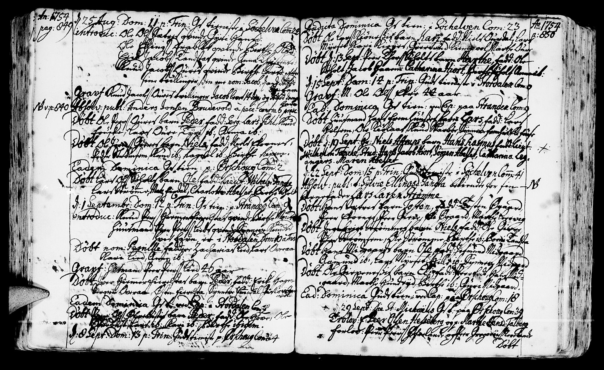 Ministerialprotokoller, klokkerbøker og fødselsregistre - Møre og Romsdal, SAT/A-1454/522/L0307: Parish register (official) no. 522A02, 1743-1773, p. 849-850