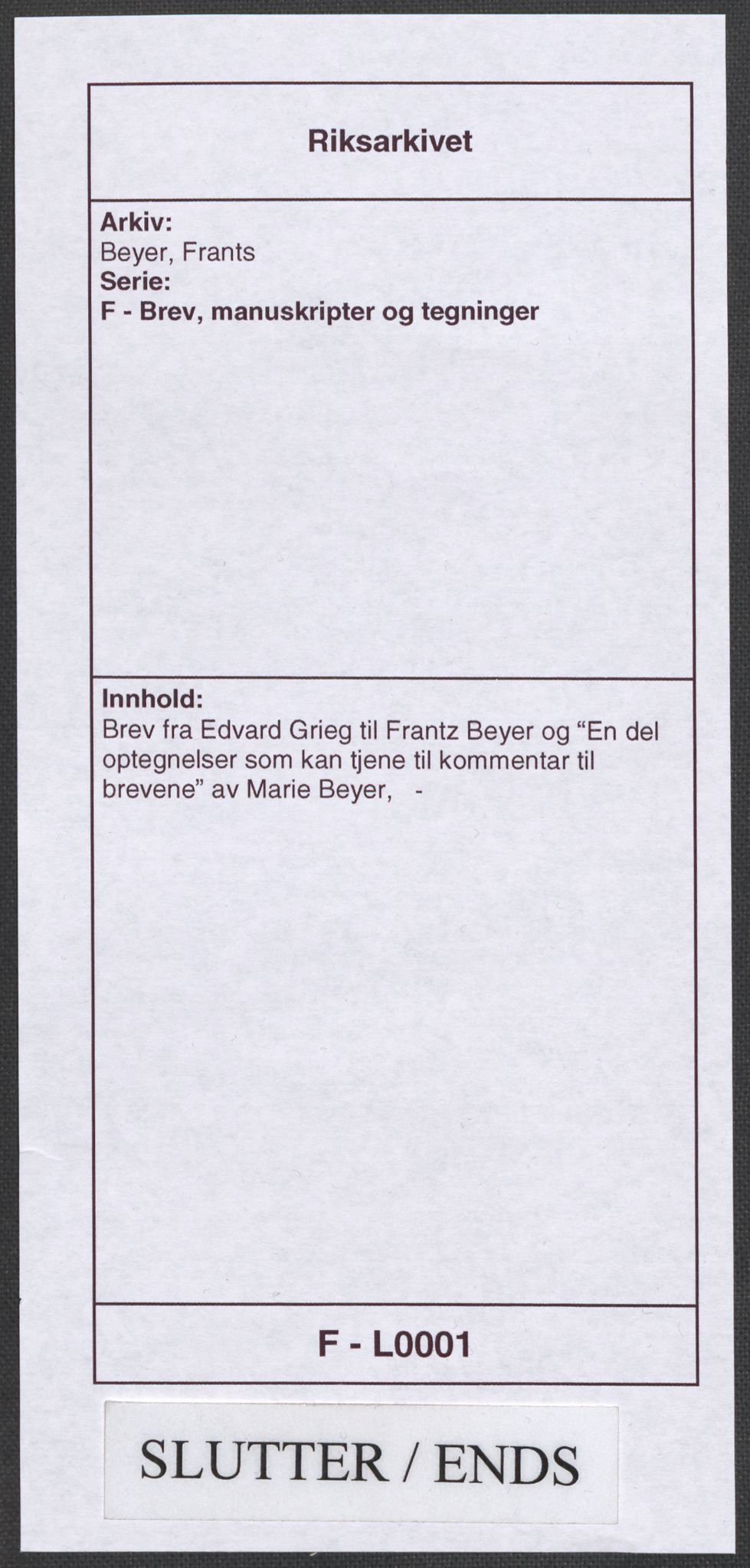 Beyer, Frants, AV/RA-PA-0132/F/L0001: Brev fra Edvard Grieg til Frantz Beyer og "En del optegnelser som kan tjene til kommentar til brevene" av Marie Beyer, 1872-1907, p. 891