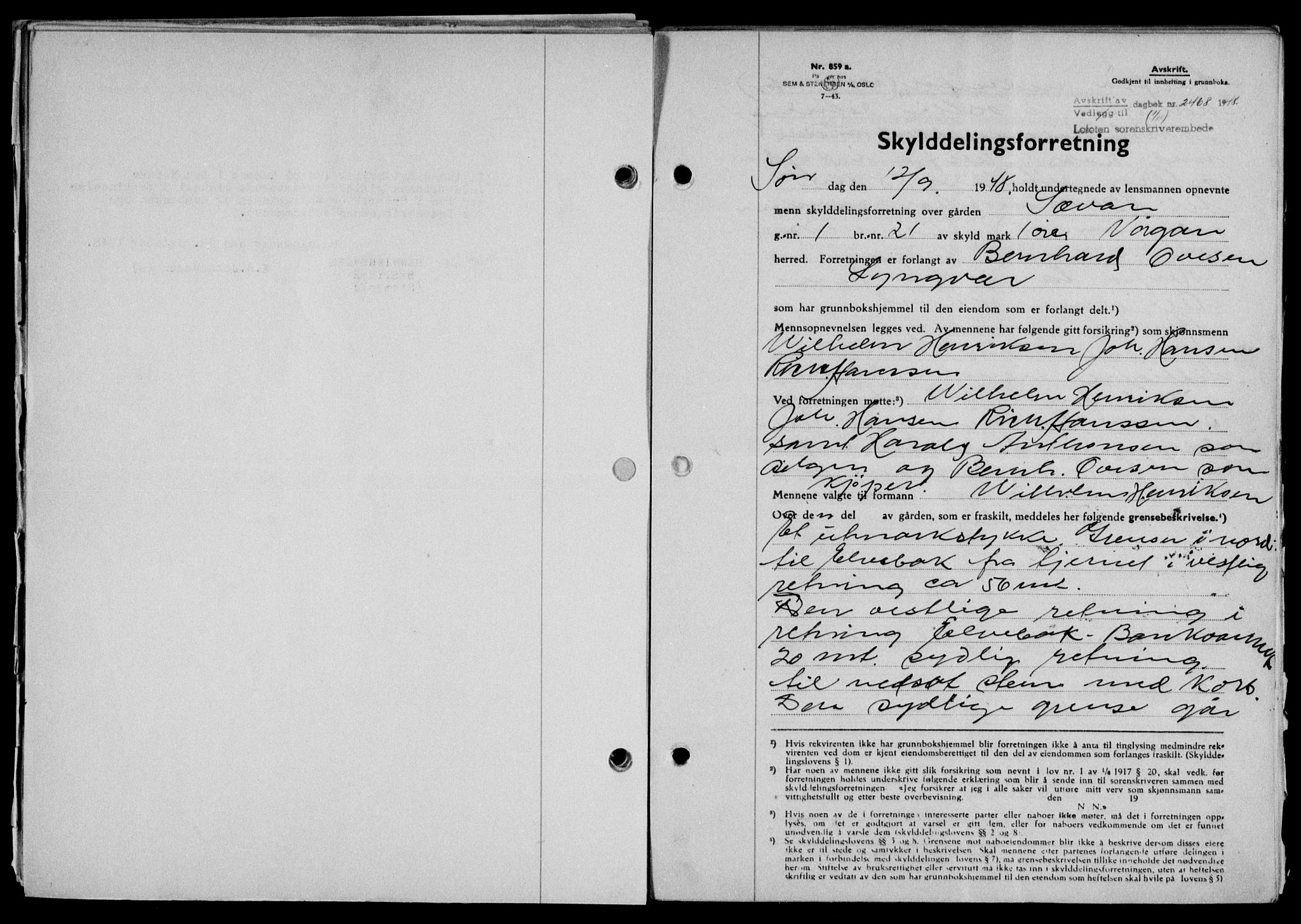 Lofoten sorenskriveri, SAT/A-0017/1/2/2C/L0019a: Mortgage book no. 19a, 1948-1948, Diary no: : 2468/1948