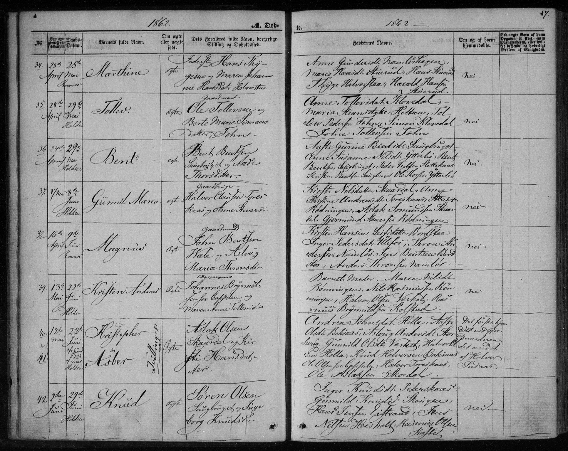 Holla kirkebøker, SAKO/A-272/F/Fa/L0006: Parish register (official) no. 6, 1861-1869, p. 17