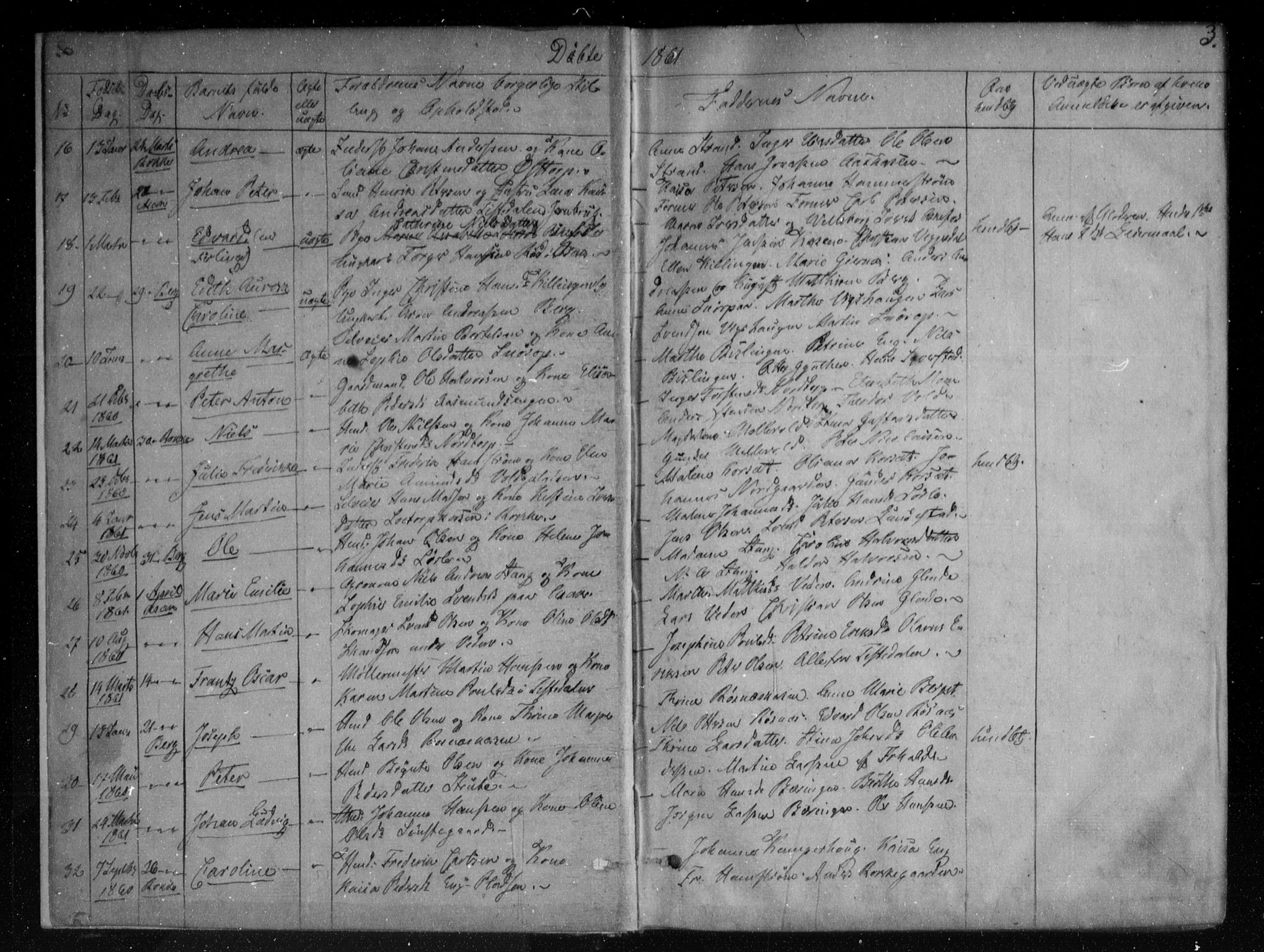 Berg prestekontor Kirkebøker, AV/SAO-A-10902/F/Fa/L0005: Parish register (official) no. I 5, 1861-1877, p. 3