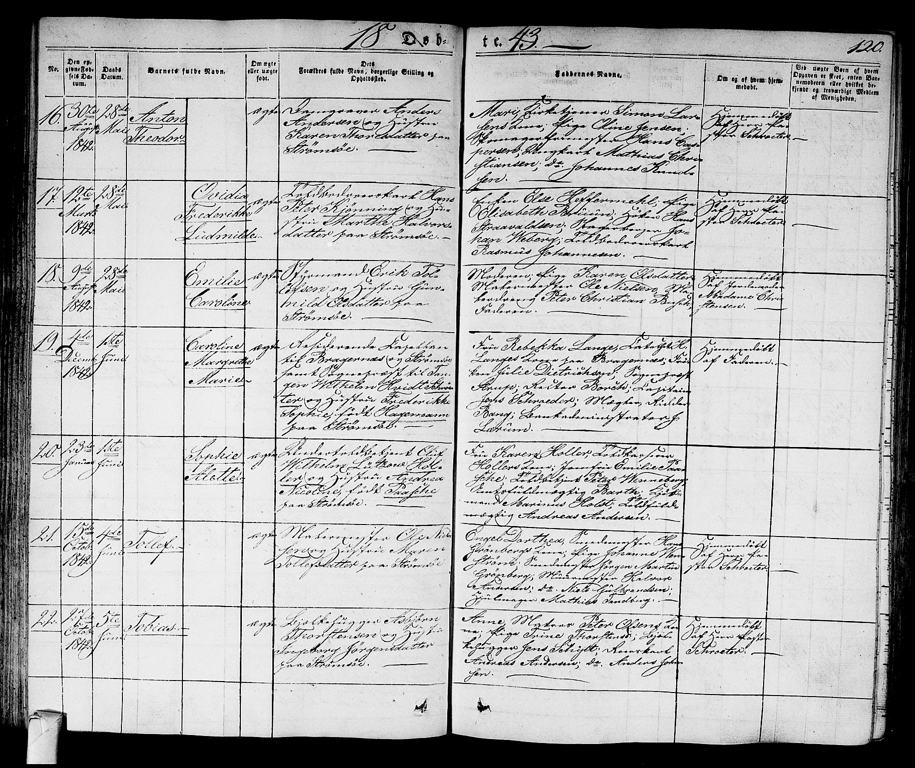 Strømsø kirkebøker, AV/SAKO-A-246/F/Fa/L0012: Parish register (official) no. I 12, 1830-1847, p. 120