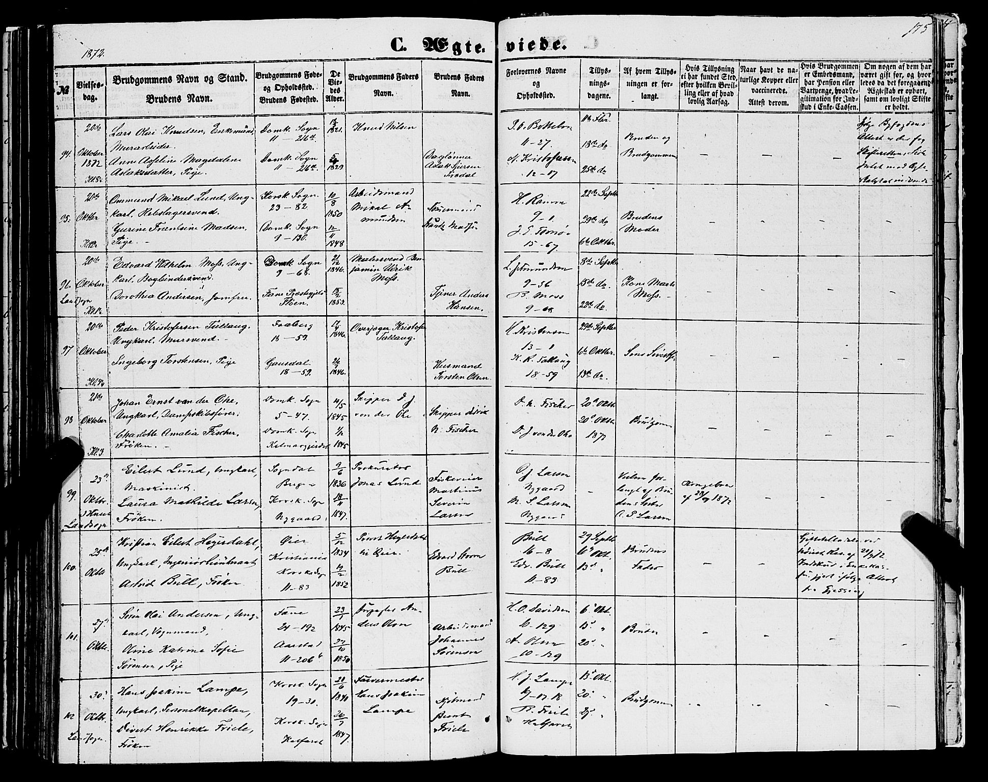 Domkirken sokneprestembete, AV/SAB-A-74801/H/Haa/L0034: Parish register (official) no. D 2, 1853-1874, p. 175