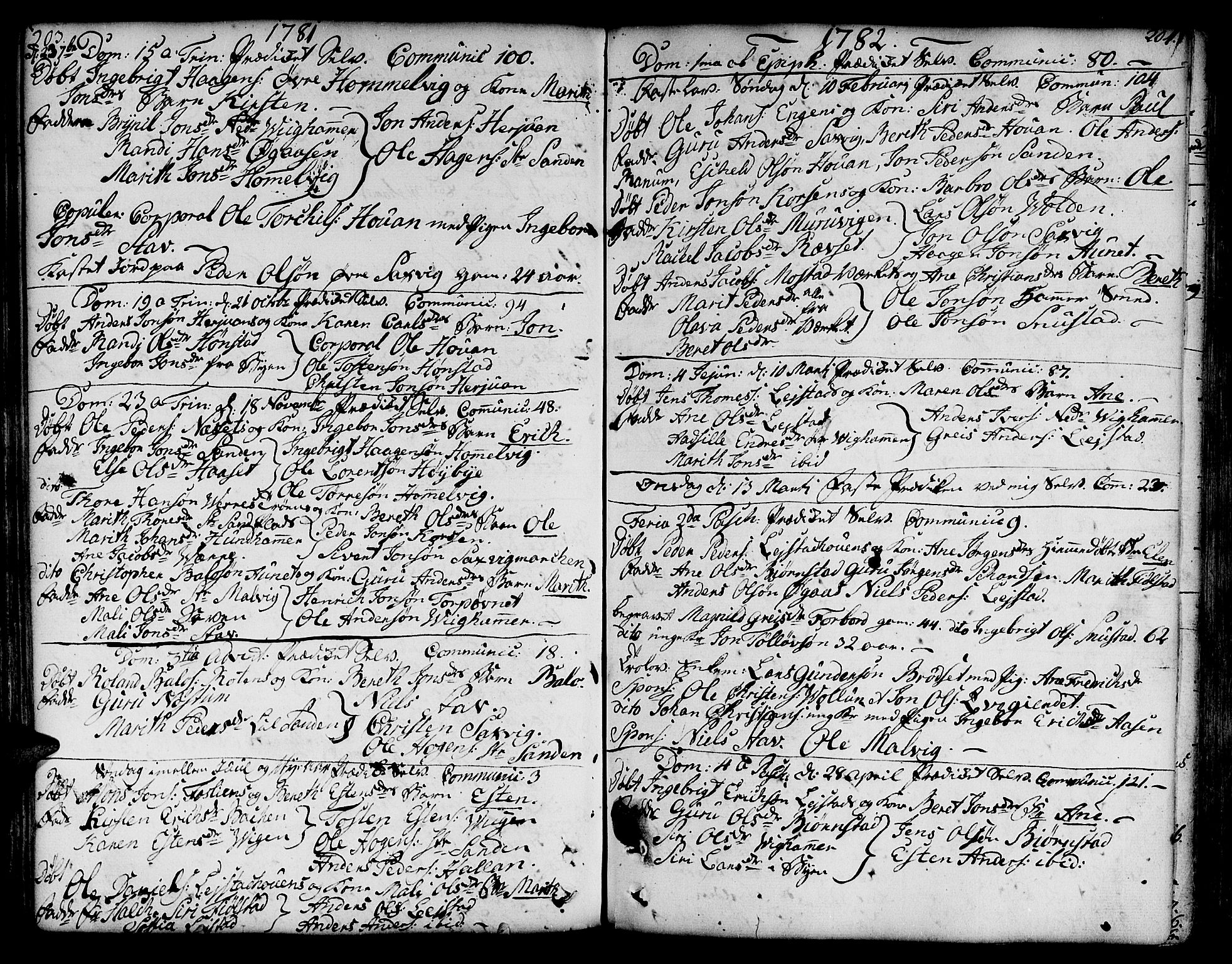 Ministerialprotokoller, klokkerbøker og fødselsregistre - Sør-Trøndelag, SAT/A-1456/606/L0281: Parish register (official) no. 606A02 /2, 1781-1817, p. 203-204