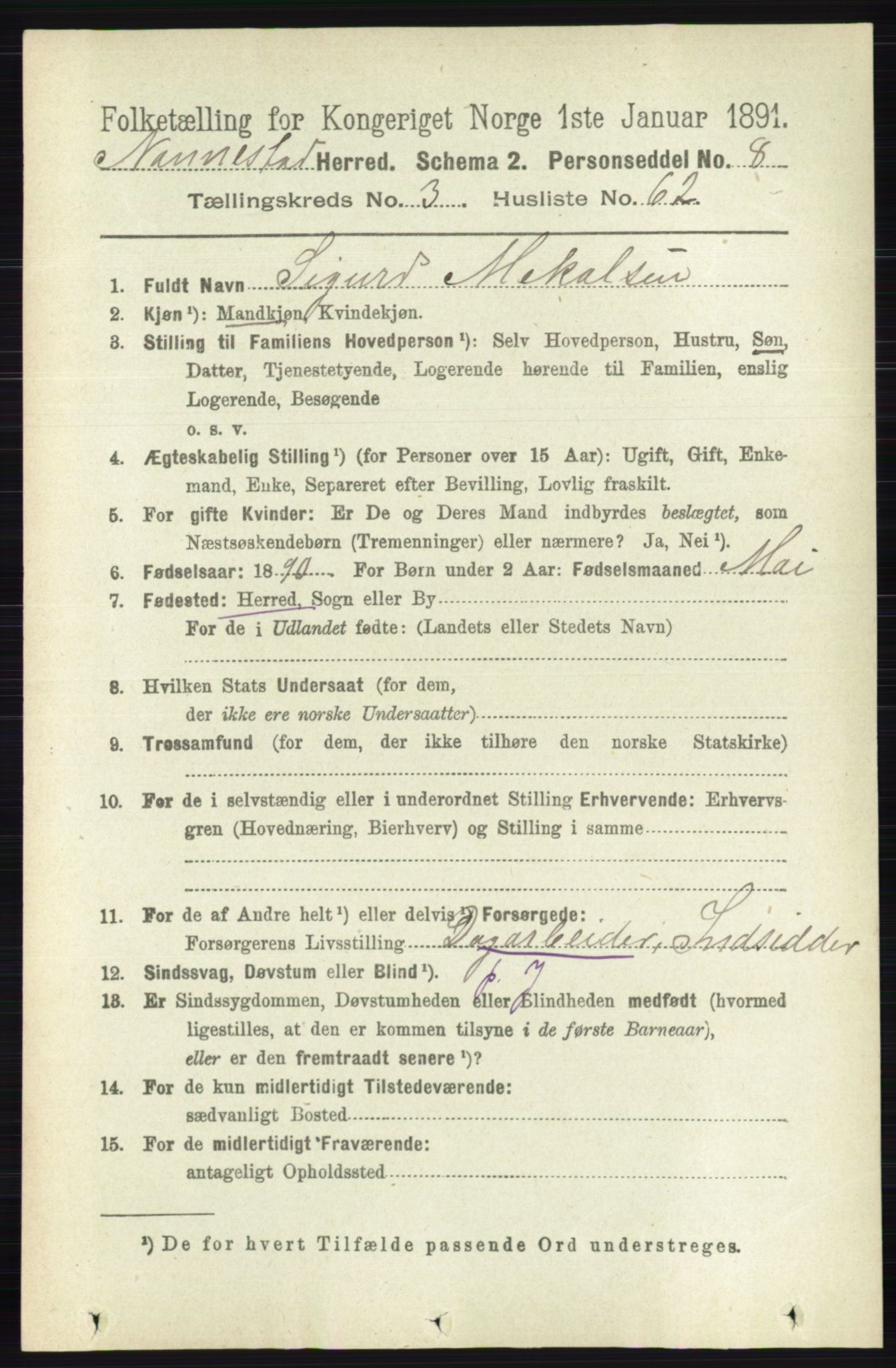 RA, 1891 census for 0238 Nannestad, 1891, p. 1829