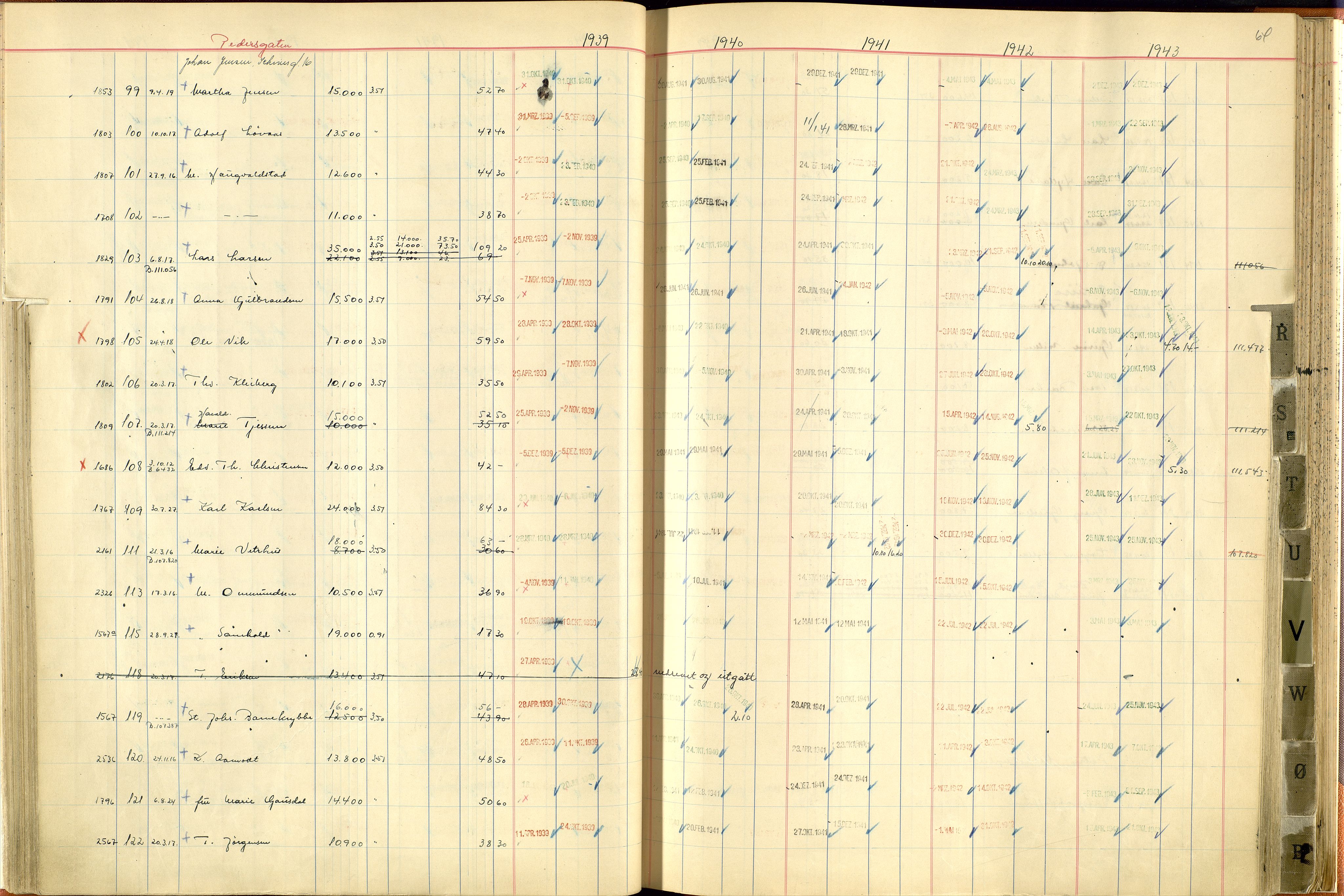 Norges Brannkasse Stavanger, AV/SAST-A-102143/F/Fc/L0007: Brannkontingentprotokoll M-Ø, 1939-1943, p. 63b-64a