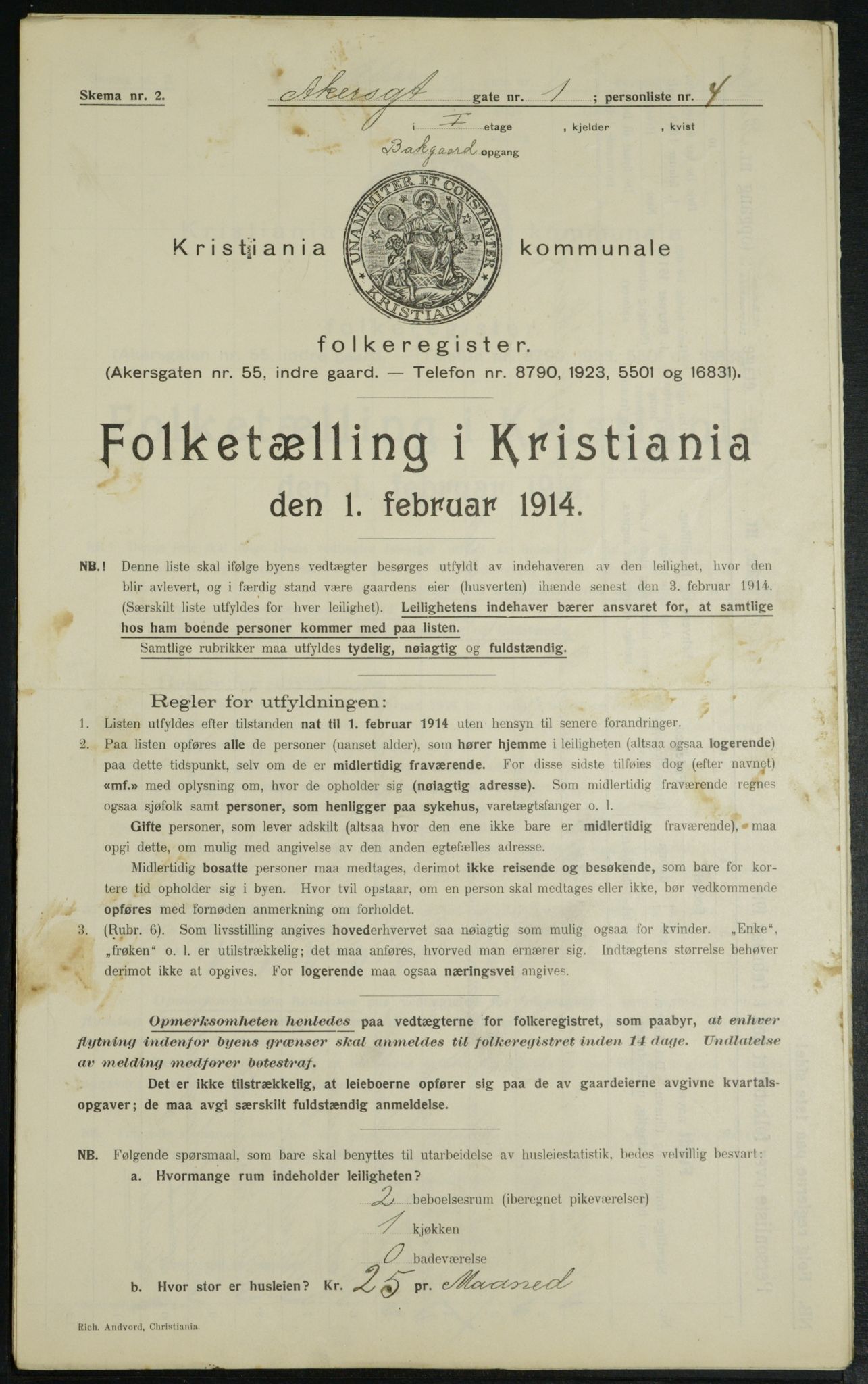 OBA, Municipal Census 1914 for Kristiania, 1914, p. 316