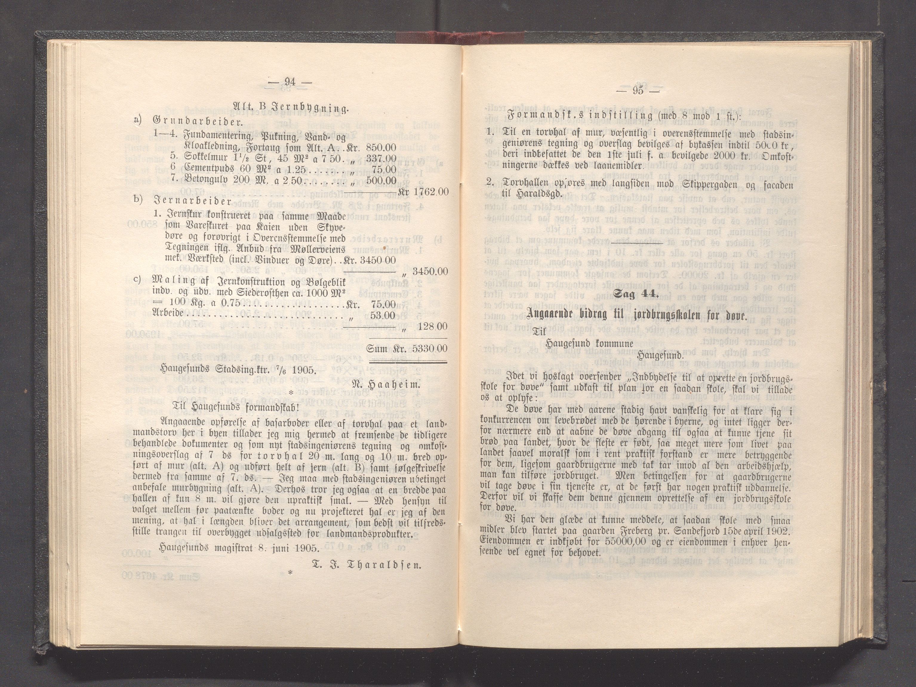 Haugesund kommune - Formannskapet og Bystyret, IKAR/A-740/A/Abb/L0001: Bystyreforhandlinger, 1889-1907, p. 605