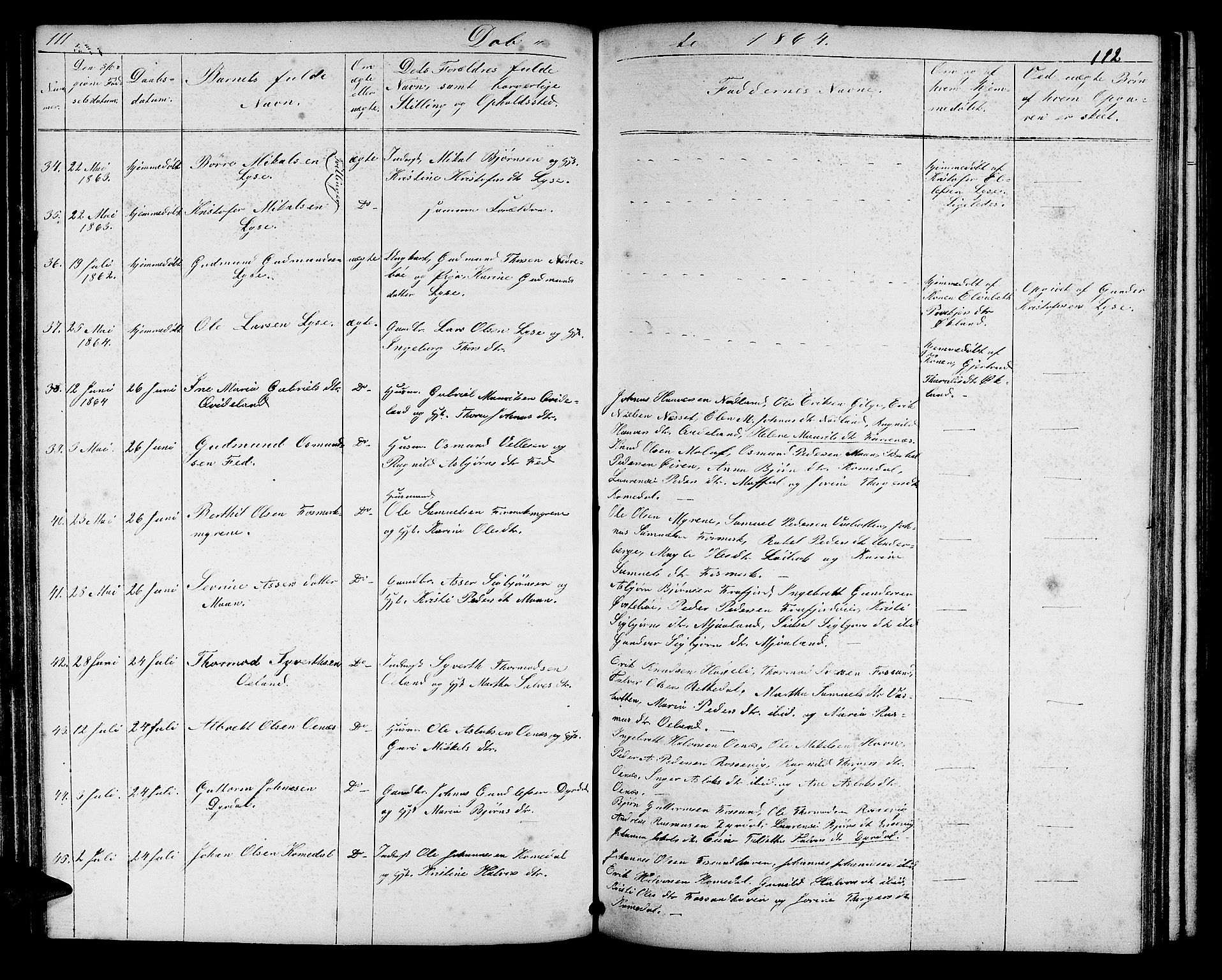 Høgsfjord sokneprestkontor, AV/SAST-A-101624/H/Ha/Hab/L0002: Parish register (copy) no. B 2, 1855-1882, p. 111-112