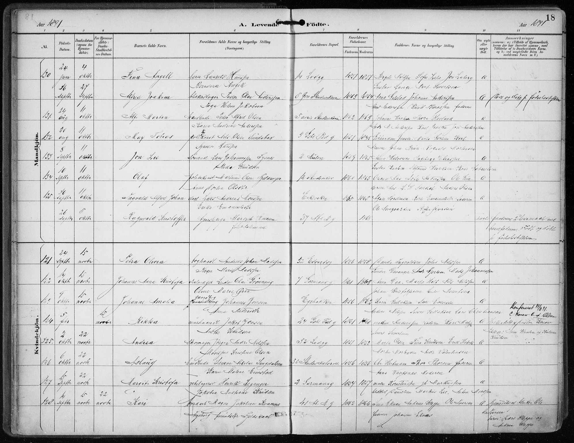 Sandviken Sokneprestembete, AV/SAB-A-77601/H/Ha/L0005: Parish register (official) no. B 2, 1891-1901, p. 18