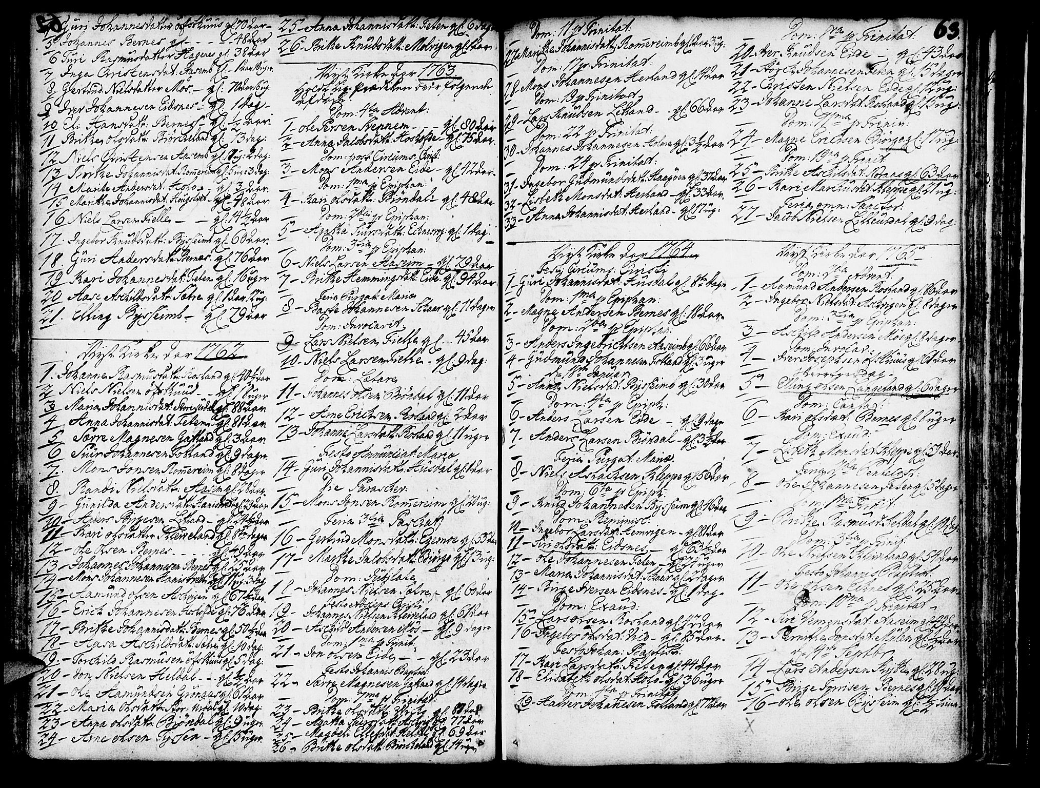 Hosanger sokneprestembete, AV/SAB-A-75801/H/Haa: Parish register (official) no. A 1 /1, 1750-1766, p. 63