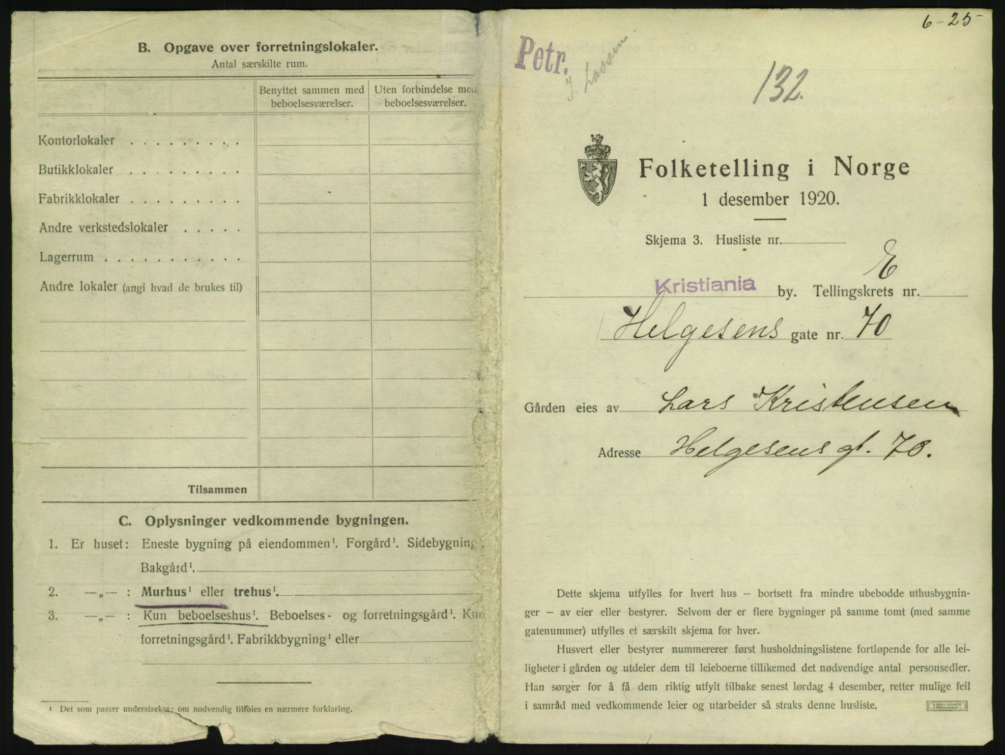 SAO, 1920 census for Kristiania, 1920, p. 39172