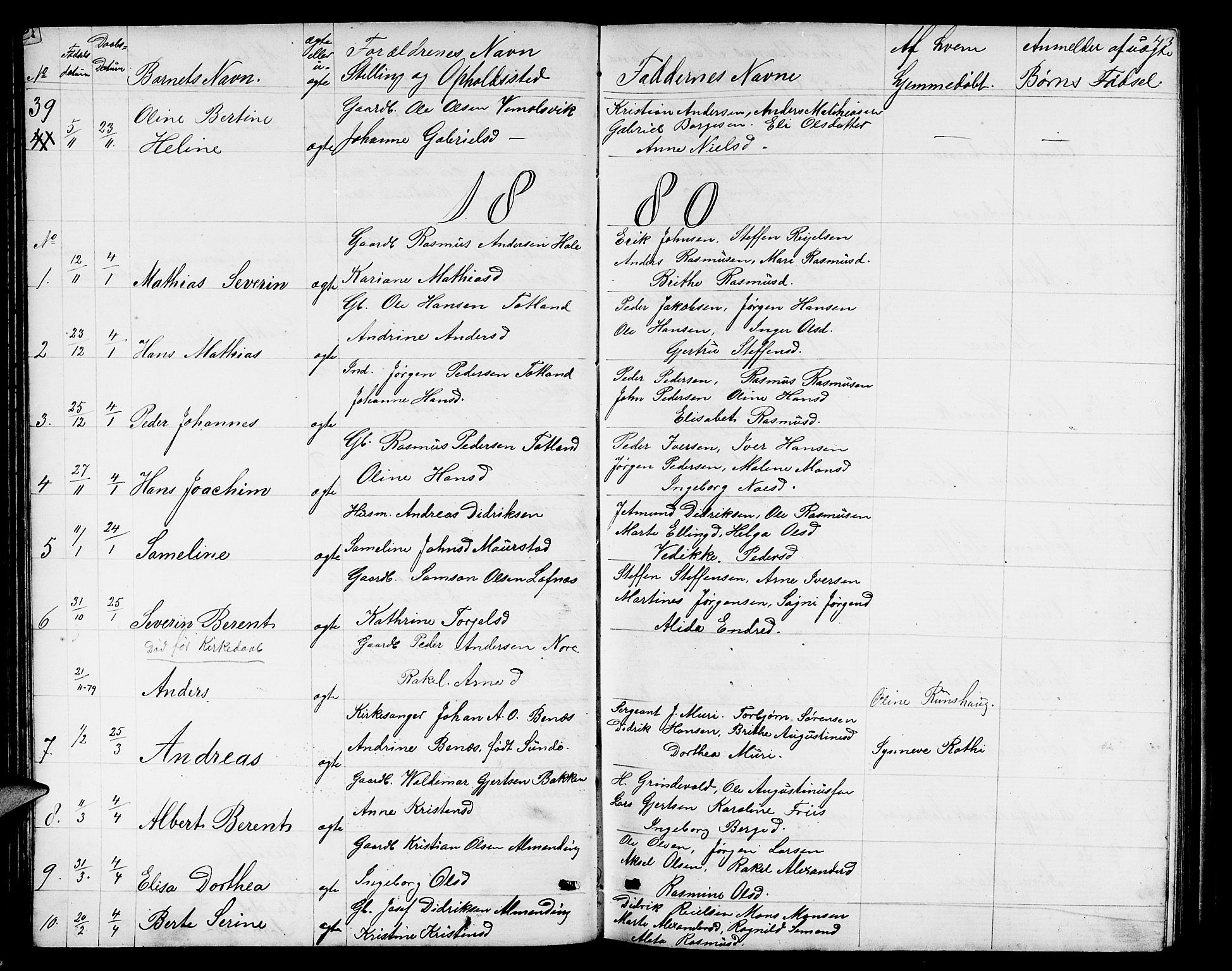 Davik sokneprestembete, AV/SAB-A-79701/H/Hab/Habc/L0001: Parish register (copy) no. C 1, 1866-1888, p. 43