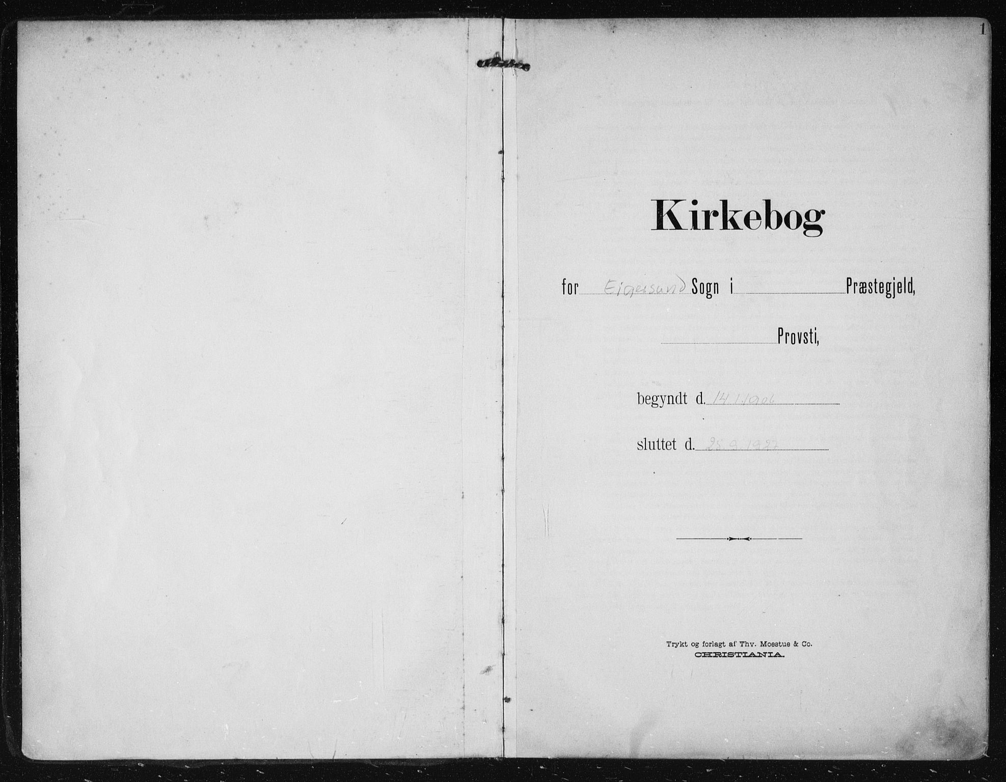 Eigersund sokneprestkontor, SAST/A-101807/S08/L0021: Parish register (official) no. A 20, 1906-1928, p. 1