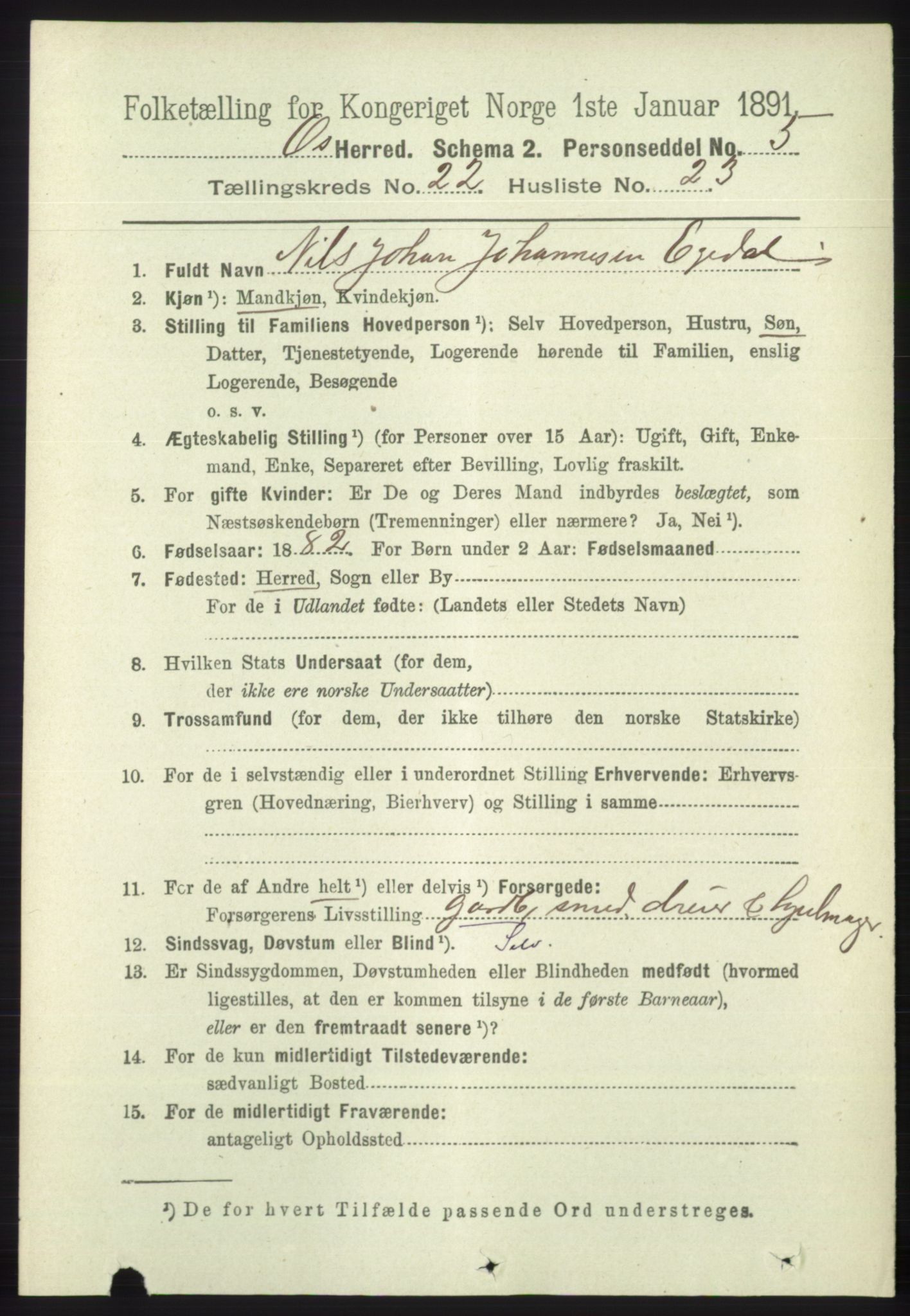 RA, 1891 census for 1243 Os, 1891, p. 5034