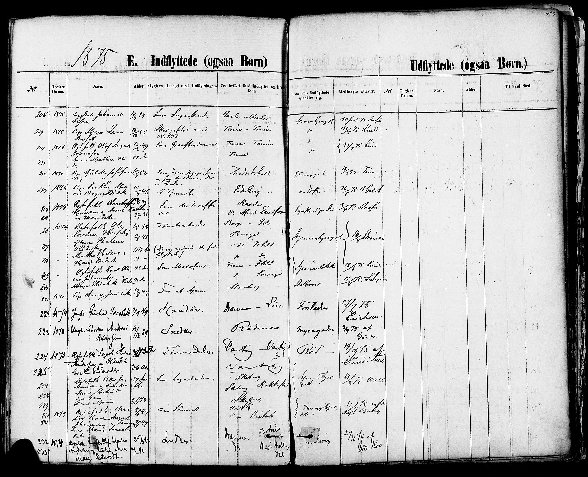Fredrikstad domkirkes prestekontor Kirkebøker, AV/SAO-A-10906/F/Fa/L0001: Parish register (official) no. 1, 1871-1878, p. 428