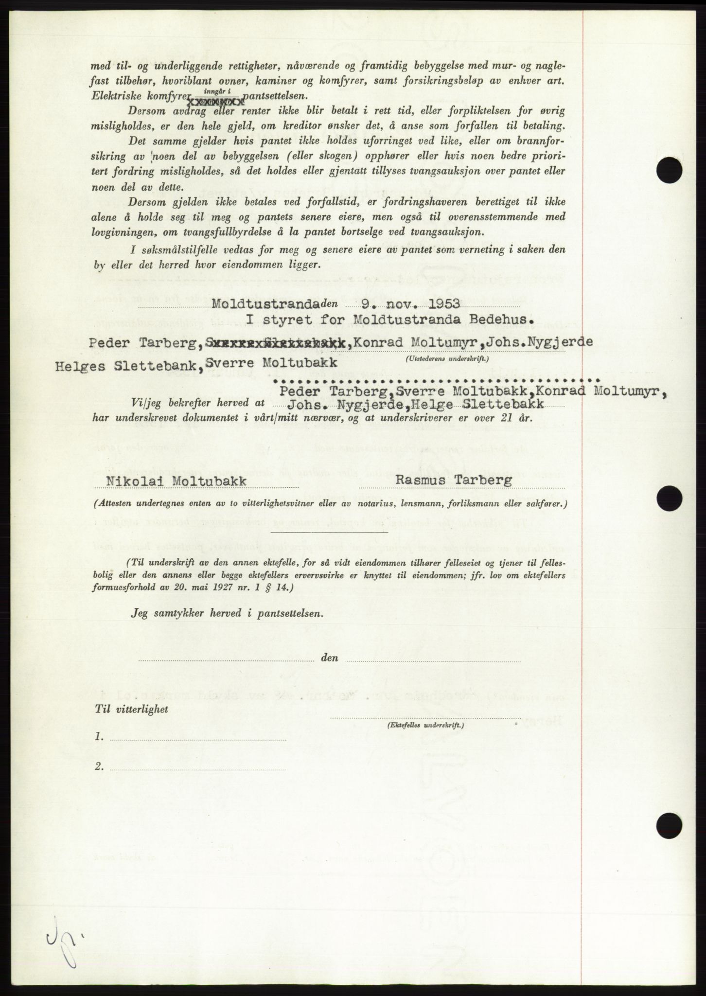 Søre Sunnmøre sorenskriveri, AV/SAT-A-4122/1/2/2C/L0124: Mortgage book no. 12B, 1953-1954, Diary no: : 3098/1953