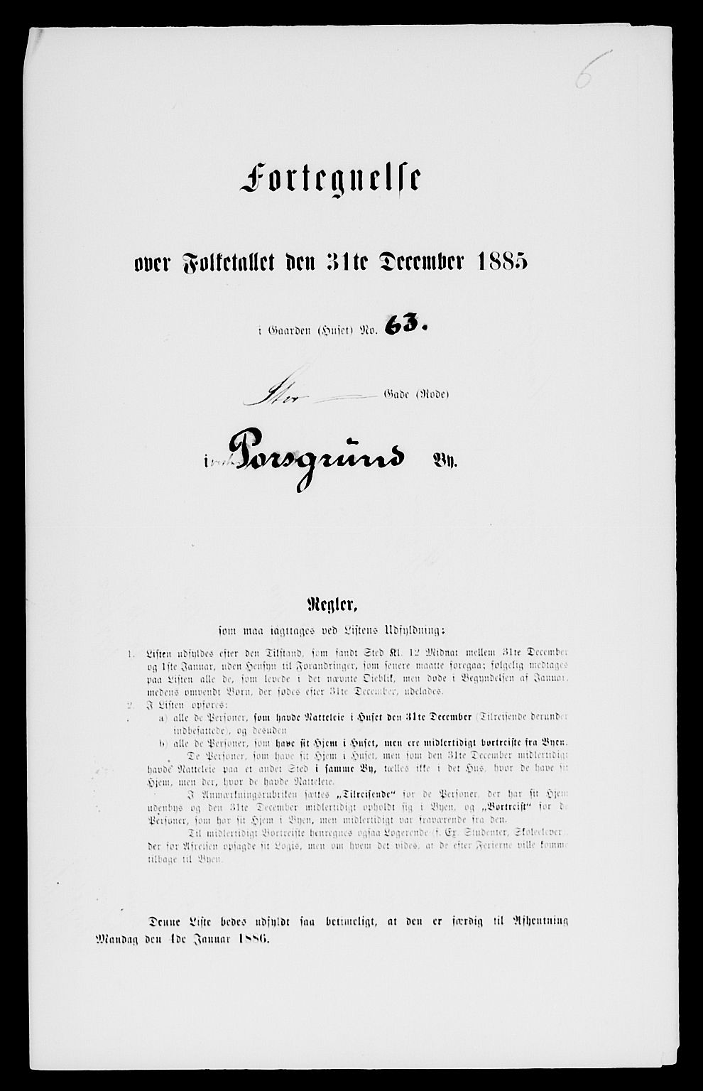 SAKO, 1885 census for 0805 Porsgrunn, 1885, p. 12