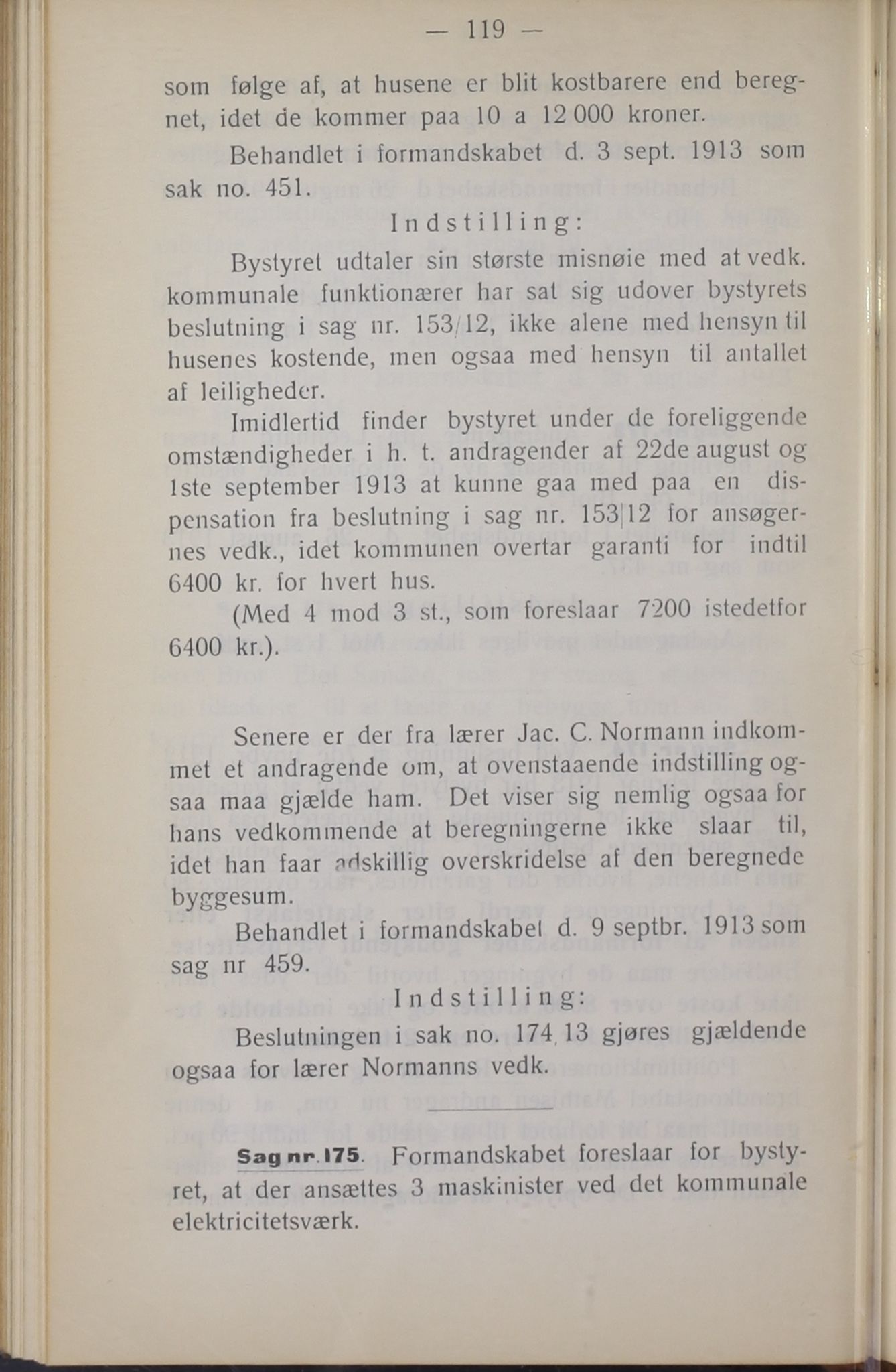 Narvik kommune. Formannskap , AIN/K-18050.150/A/Ab/L0003: Møtebok, 1913