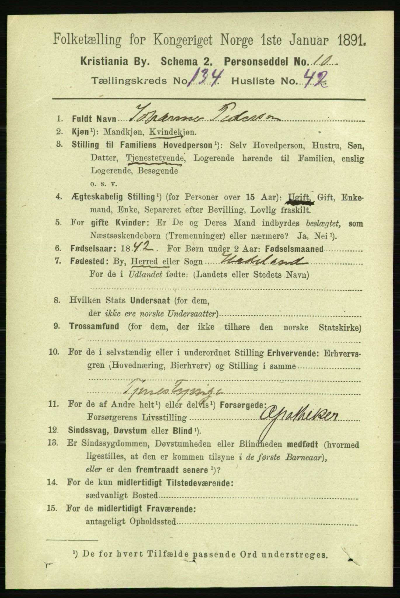 RA, 1891 census for 0301 Kristiania, 1891, p. 74415