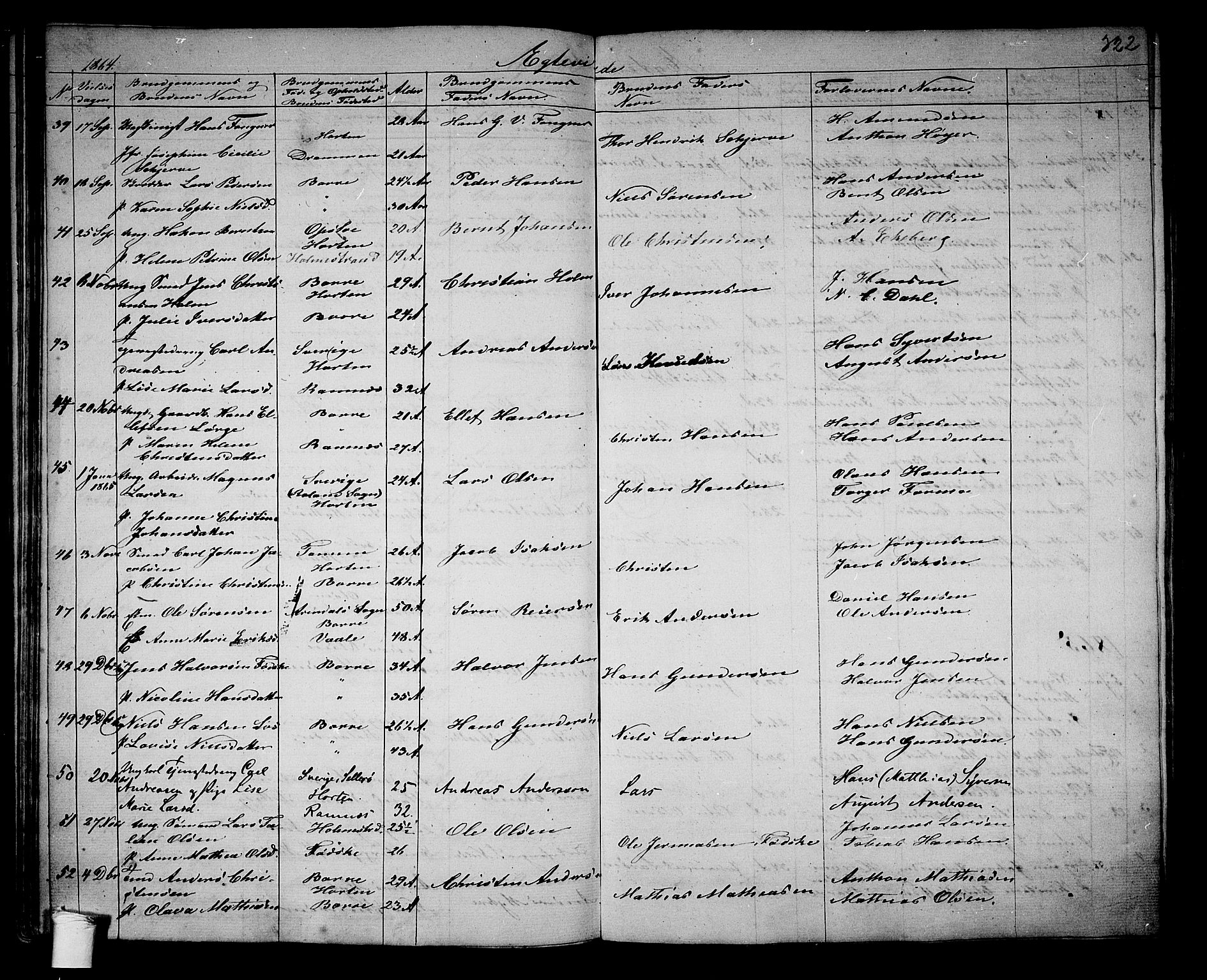 Borre kirkebøker, SAKO/A-338/G/Ga/L0002: Parish register (copy) no. I 2, 1852-1871, p. 322