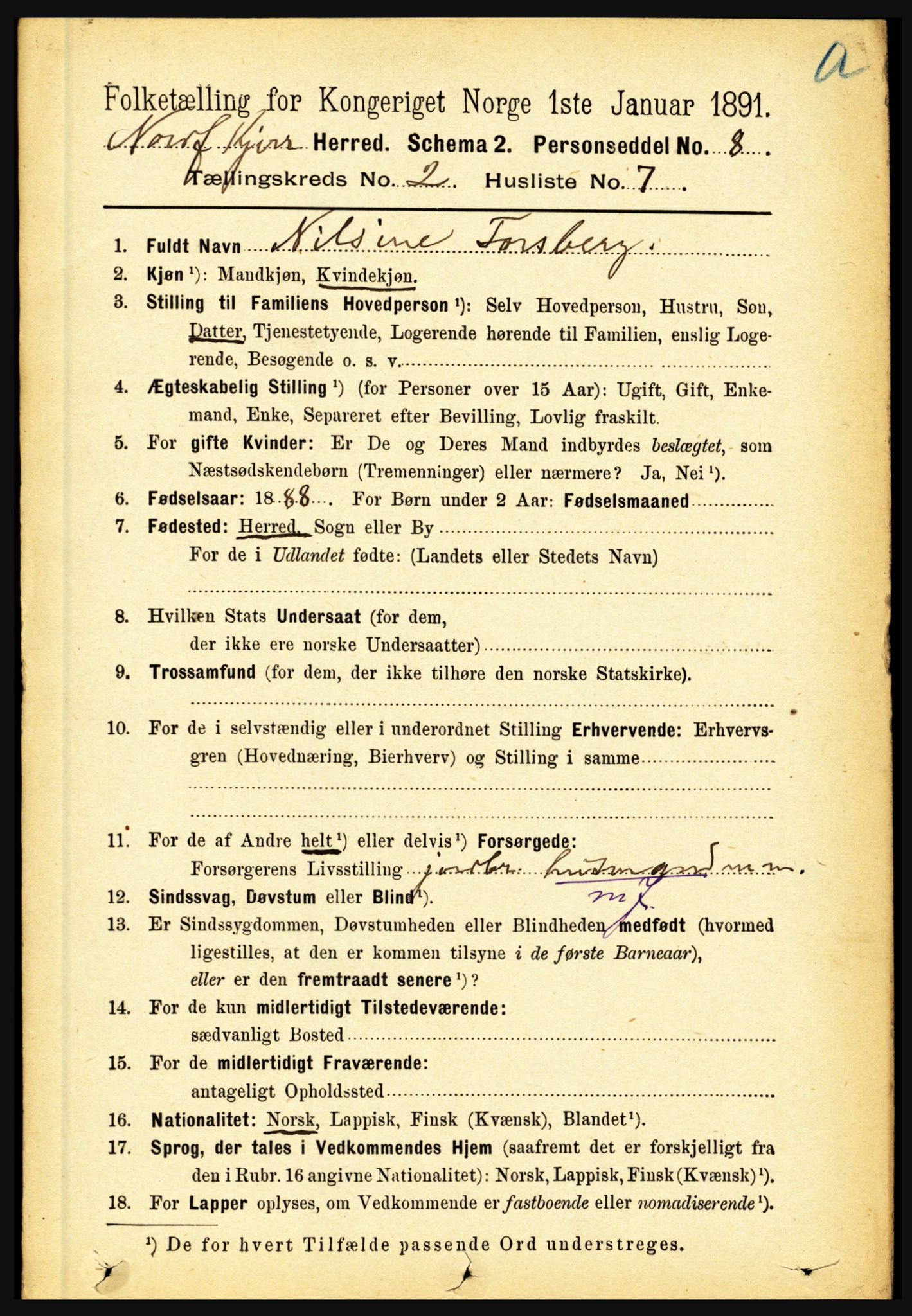 RA, 1891 census for 1846 Nordfold-Kjerringøy, 1891, p. 478