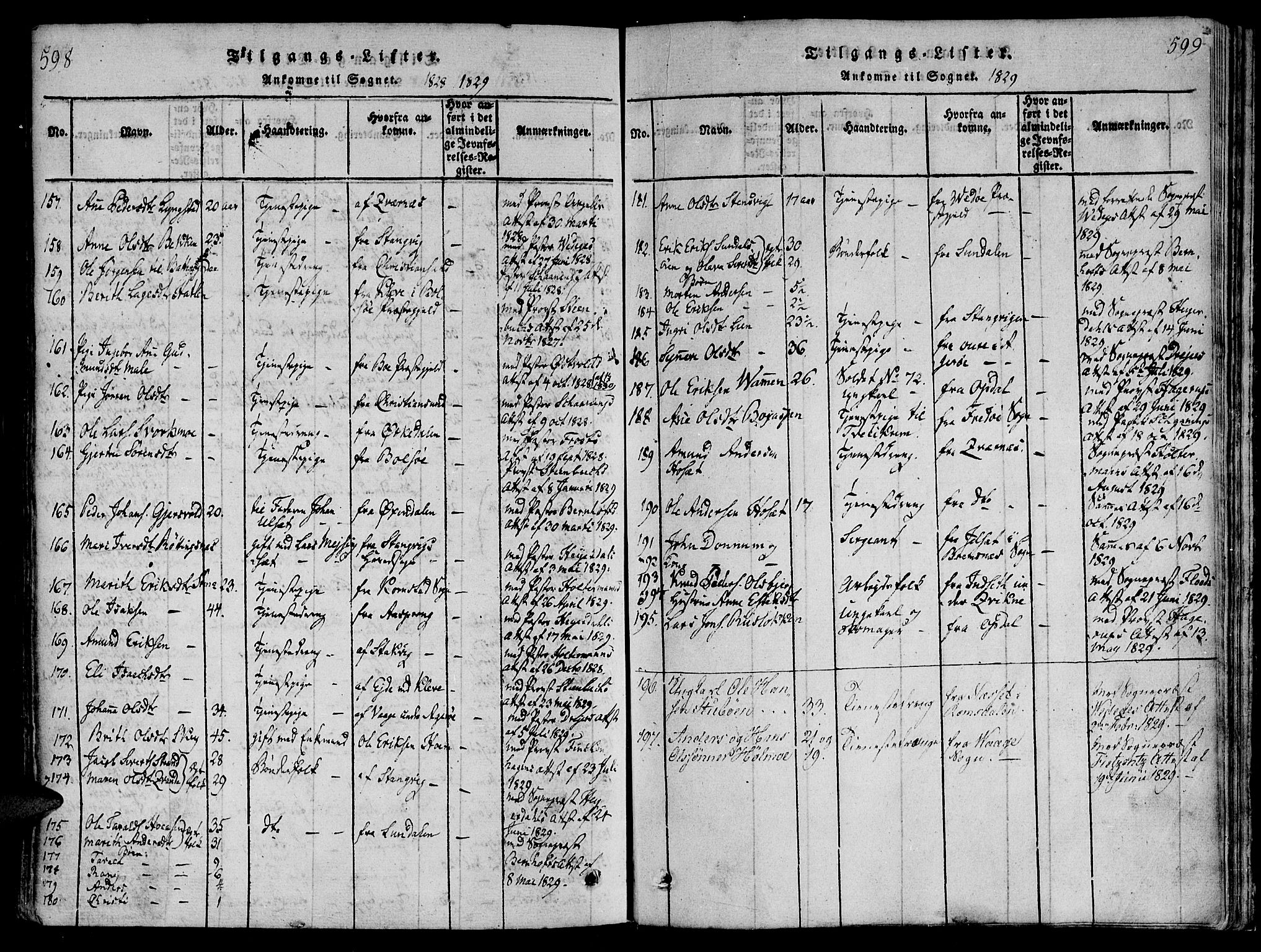 Ministerialprotokoller, klokkerbøker og fødselsregistre - Møre og Romsdal, AV/SAT-A-1454/586/L0982: Parish register (official) no. 586A08, 1819-1829, p. 598-599